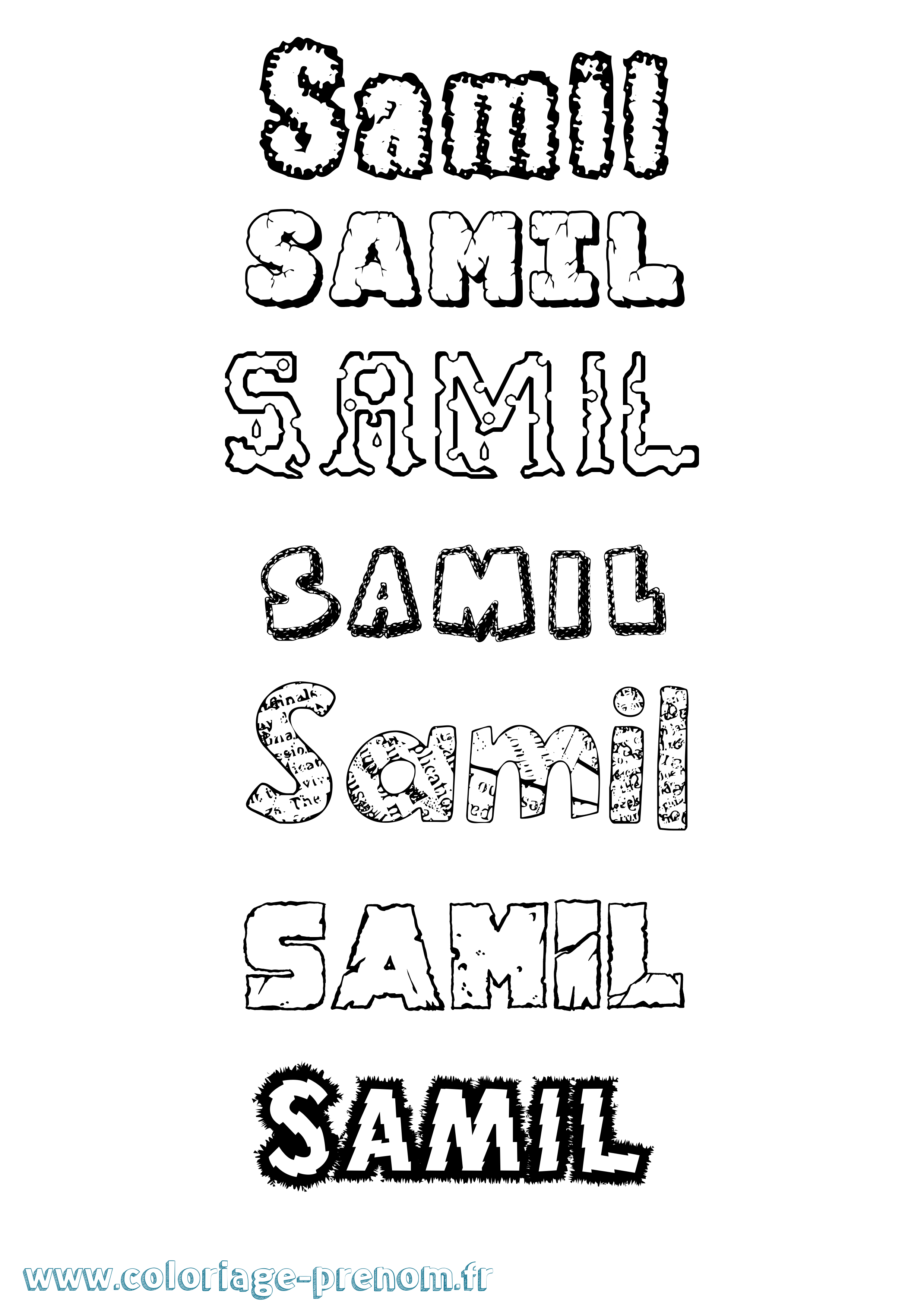 Coloriage Samil Destructuré Coloriage prénom Samil Destructuré
