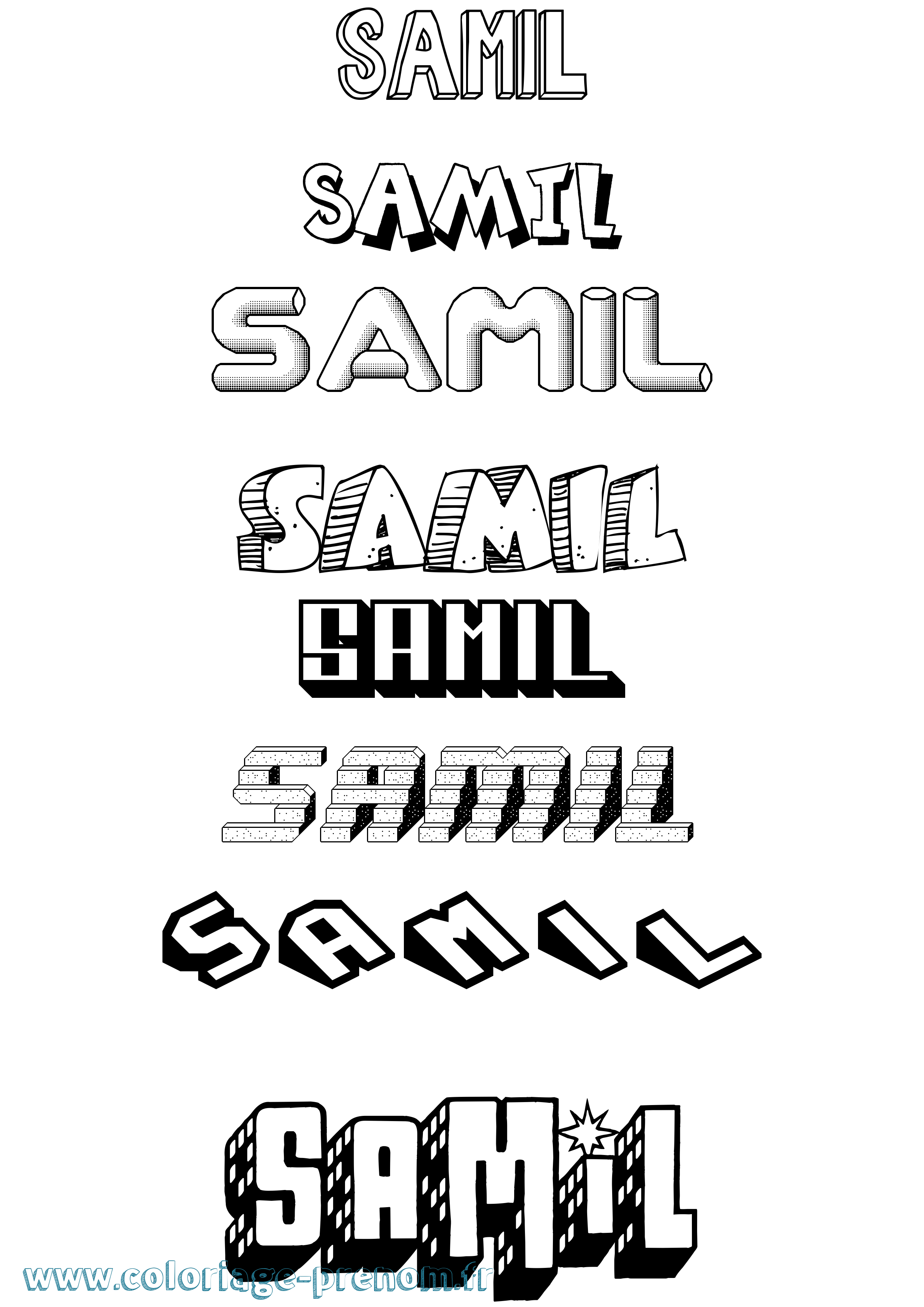 Coloriage Samil Effet 3D Coloriage prénom Samil Effet 3D
