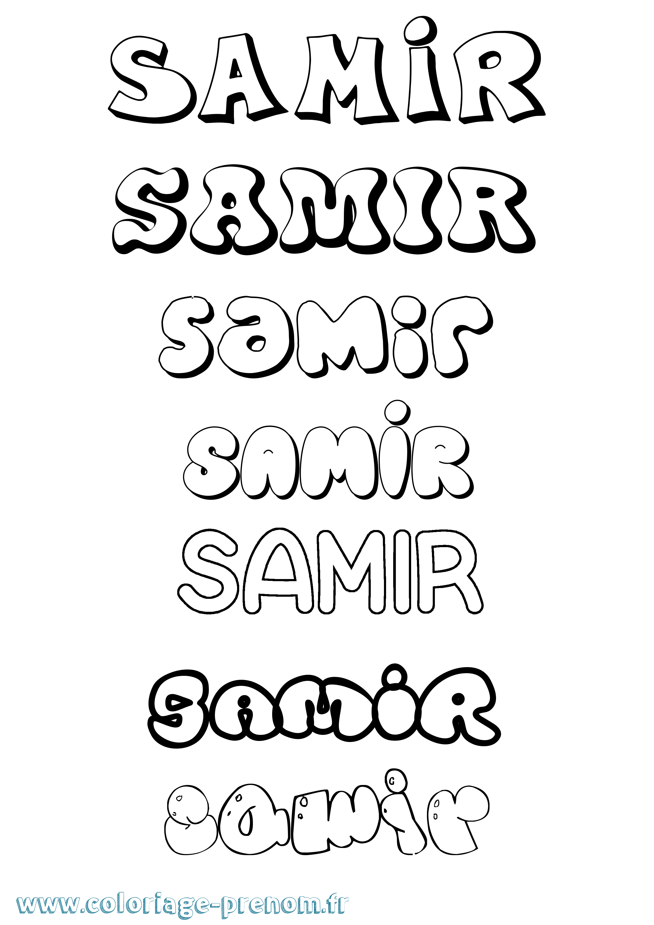Coloriage prénom Samir Bubble