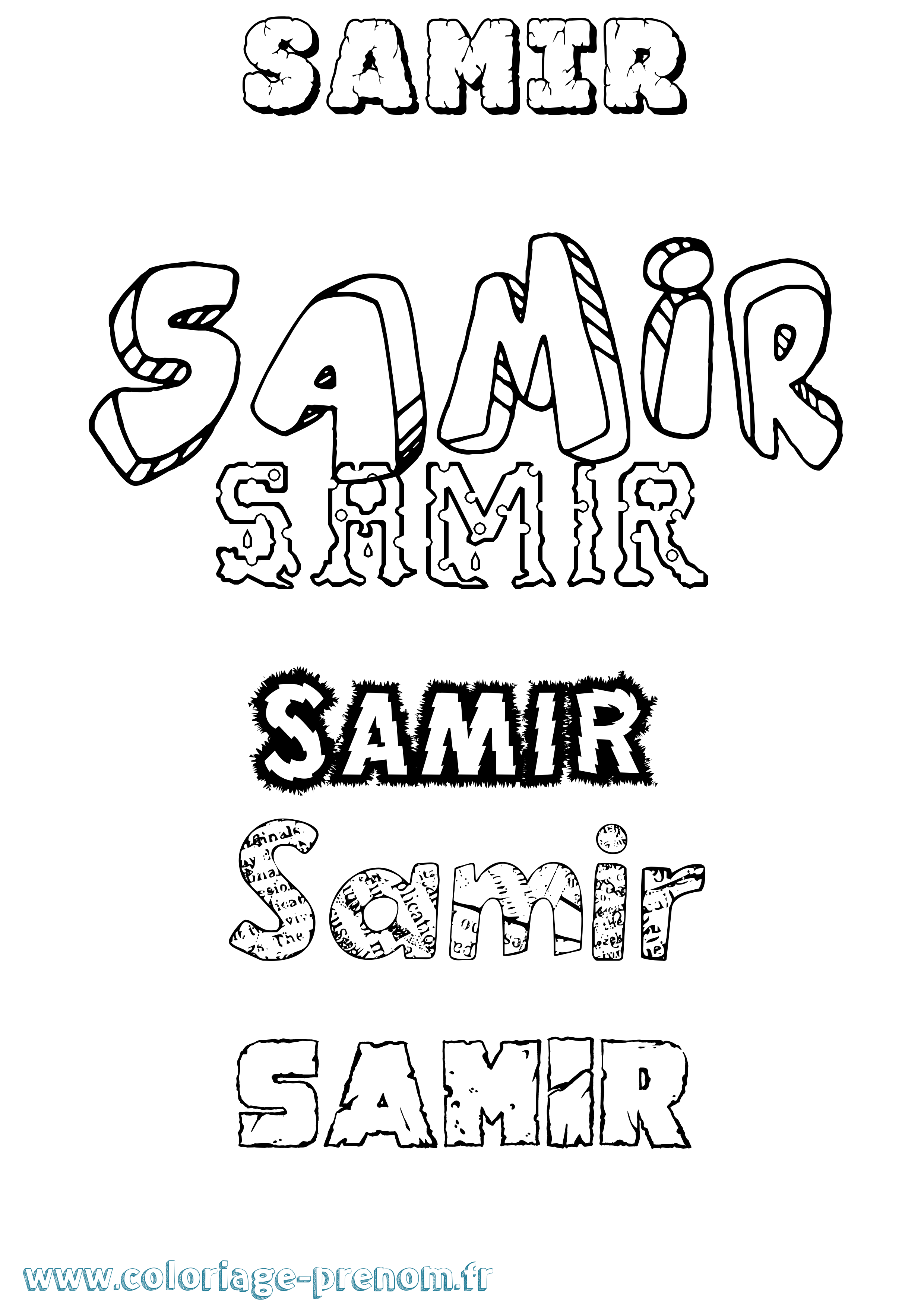 Coloriage prénom Samir Destructuré