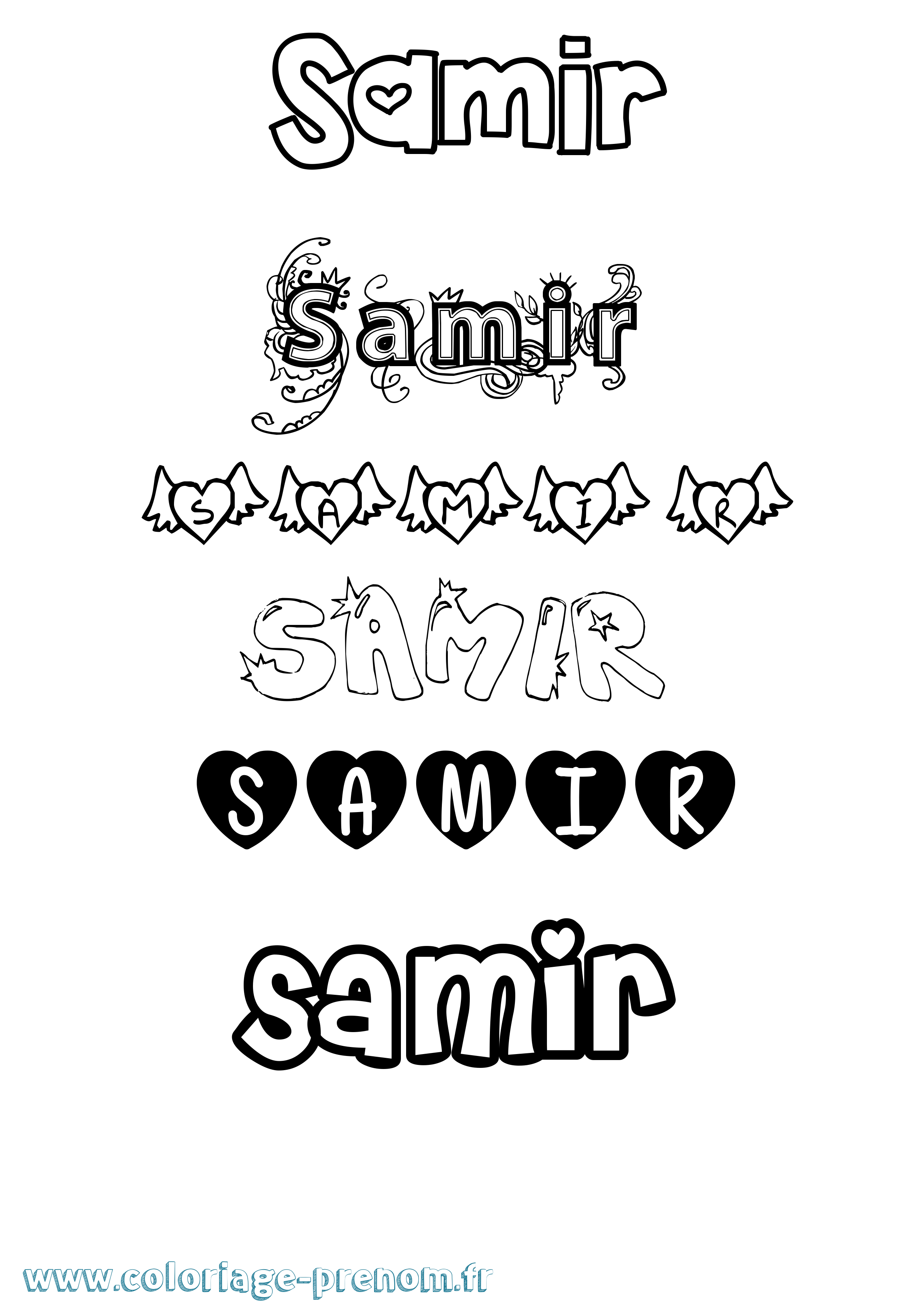 Coloriage prénom Samir Girly
