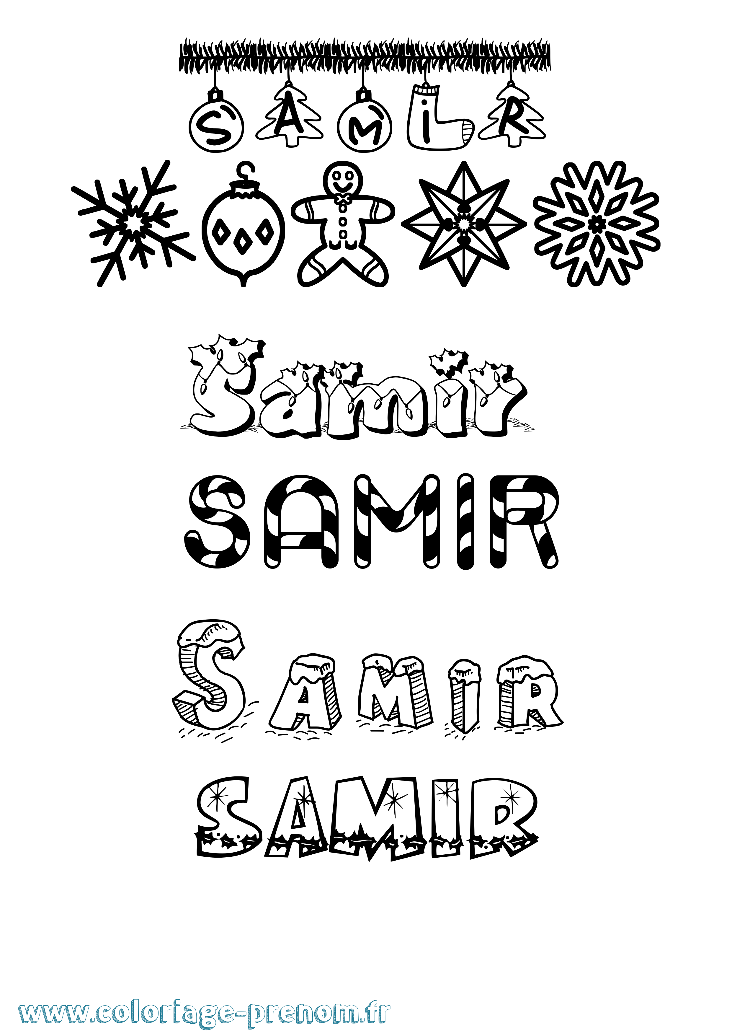 Coloriage prénom Samir Noël