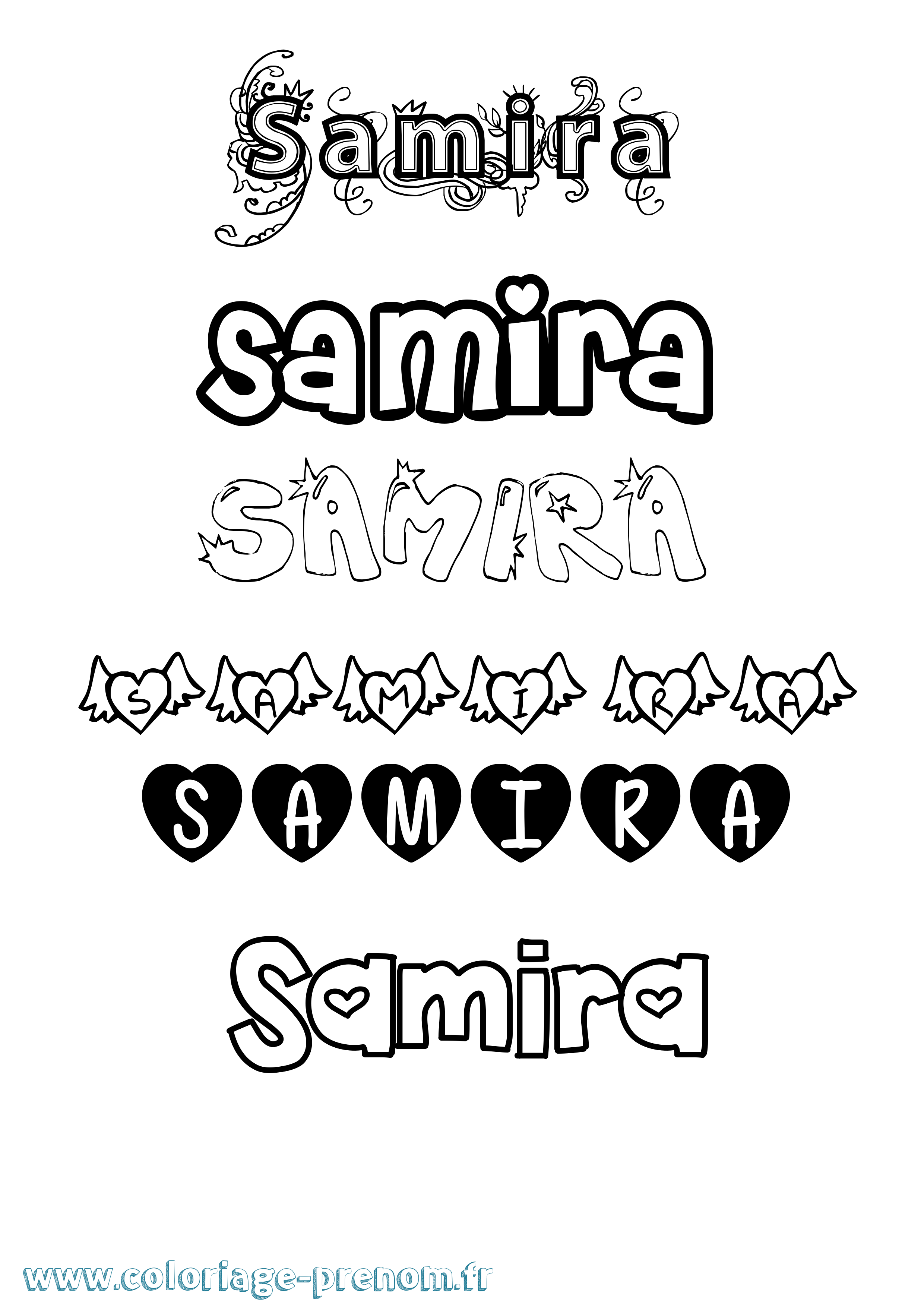 Coloriage prénom Samira Girly