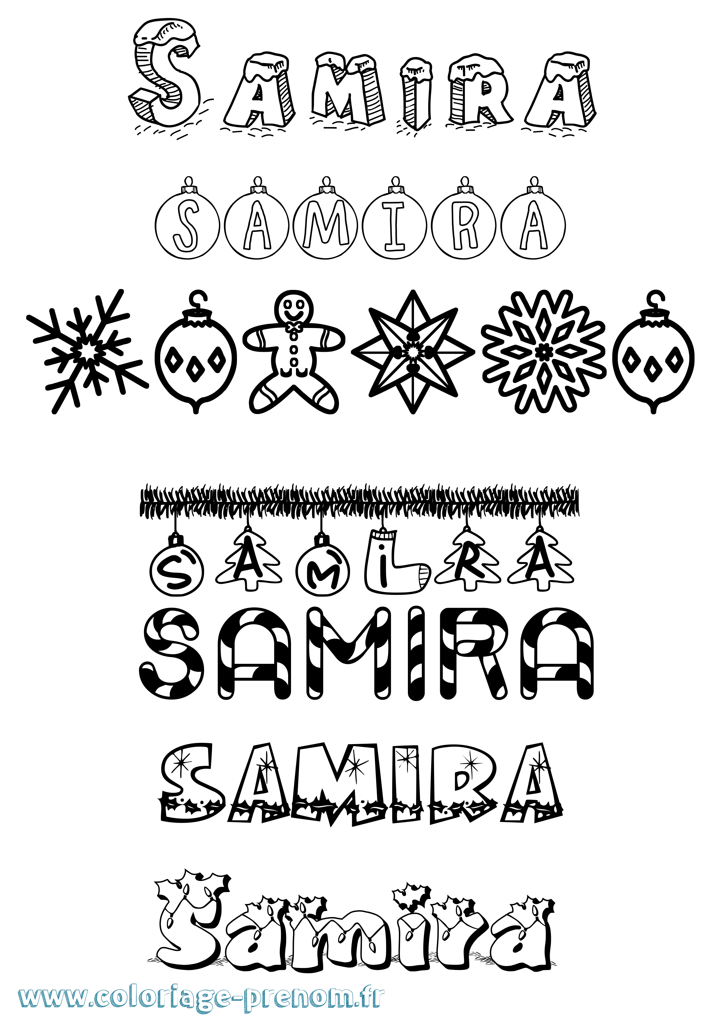 Coloriage Samira Noël Coloriage prénom Samira Noël