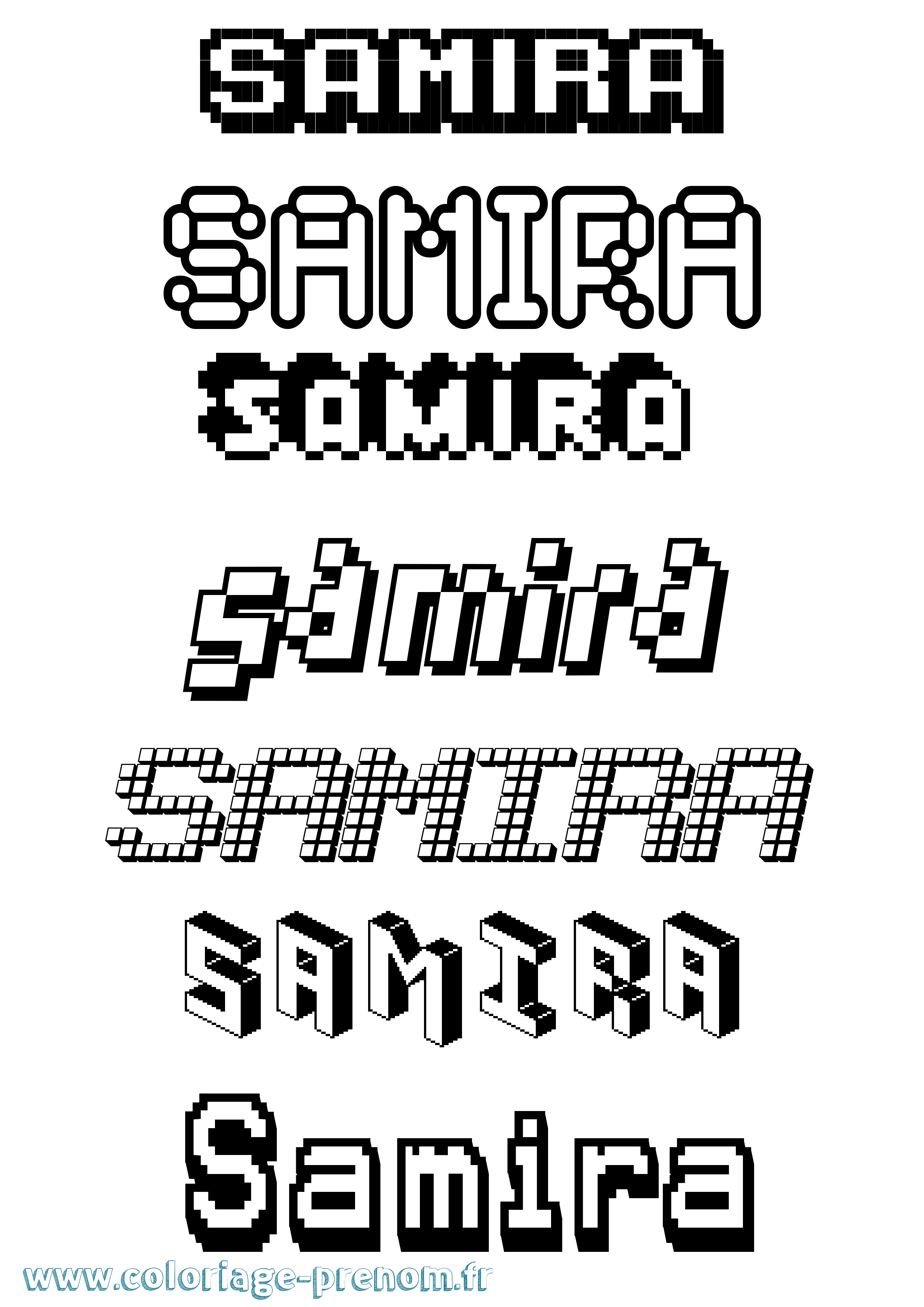 Coloriage prénom Samira Pixel