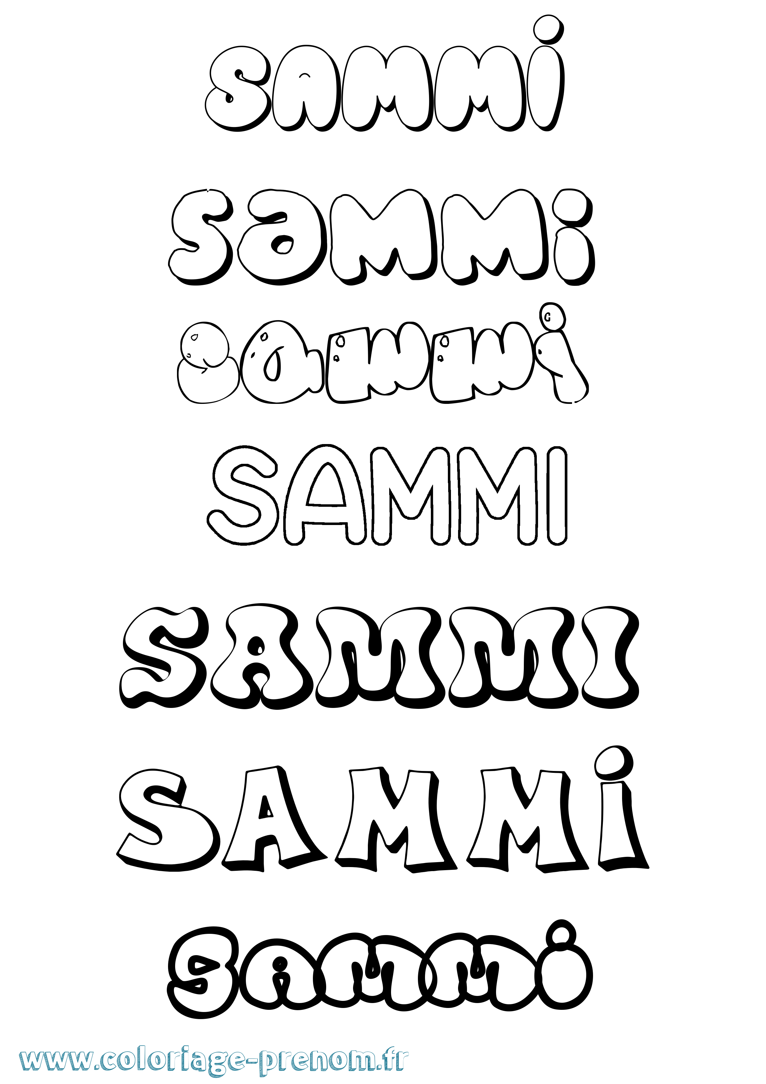 Coloriage prénom Sammi Bubble
