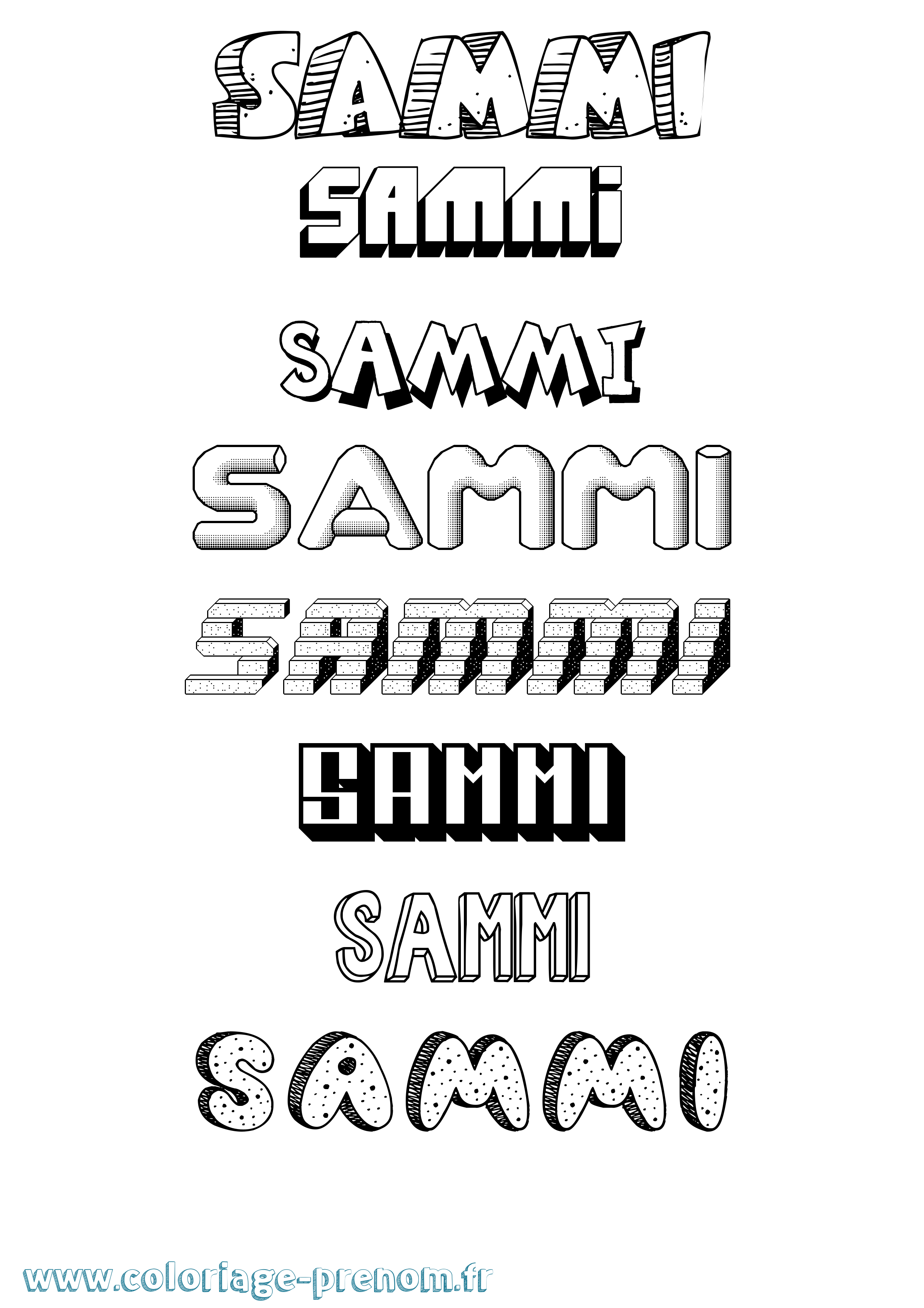 Coloriage Sammi Effet 3D Coloriage prénom Sammi Effet 3D