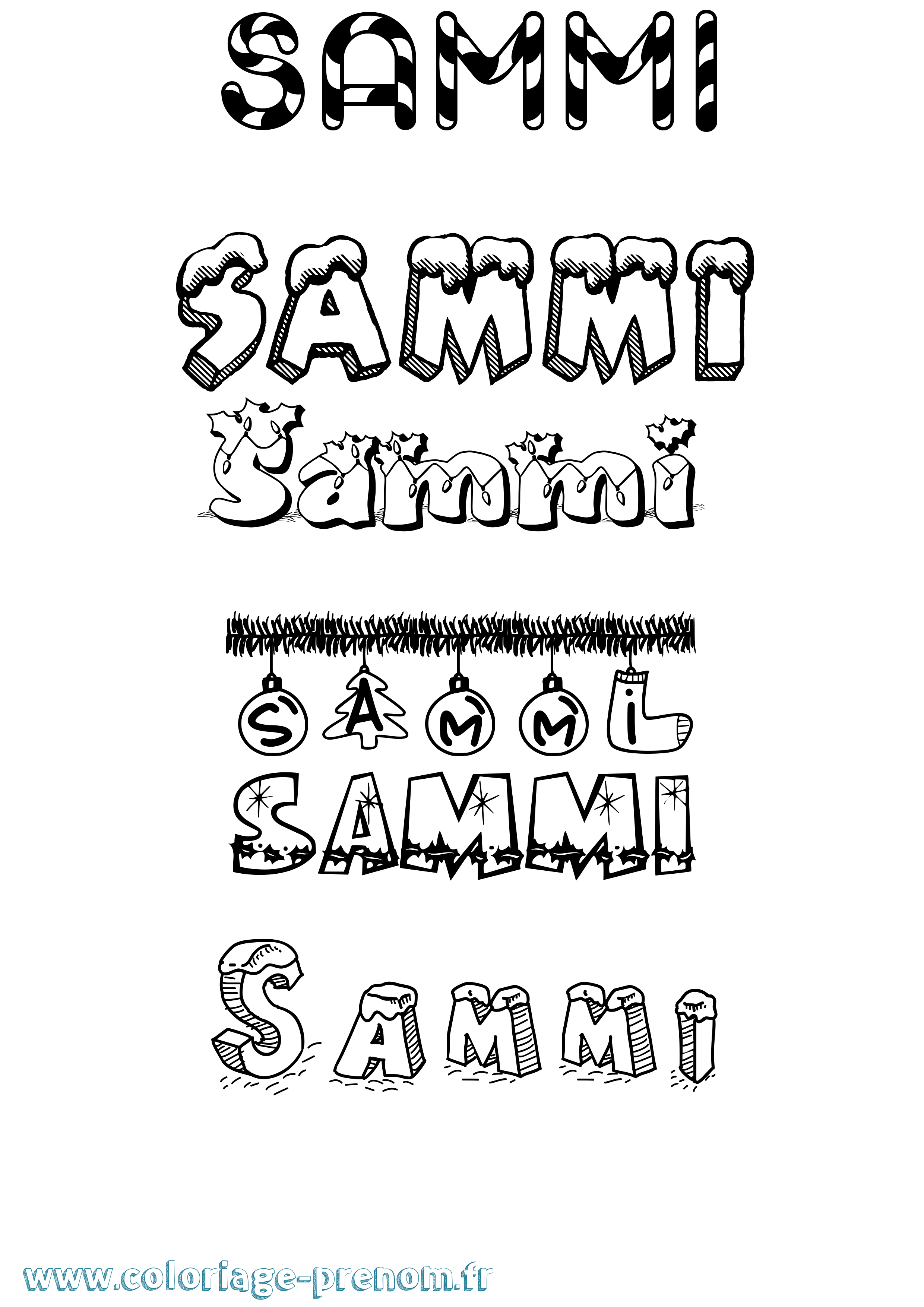 Coloriage Sammi Noël Coloriage prénom Sammi Noël