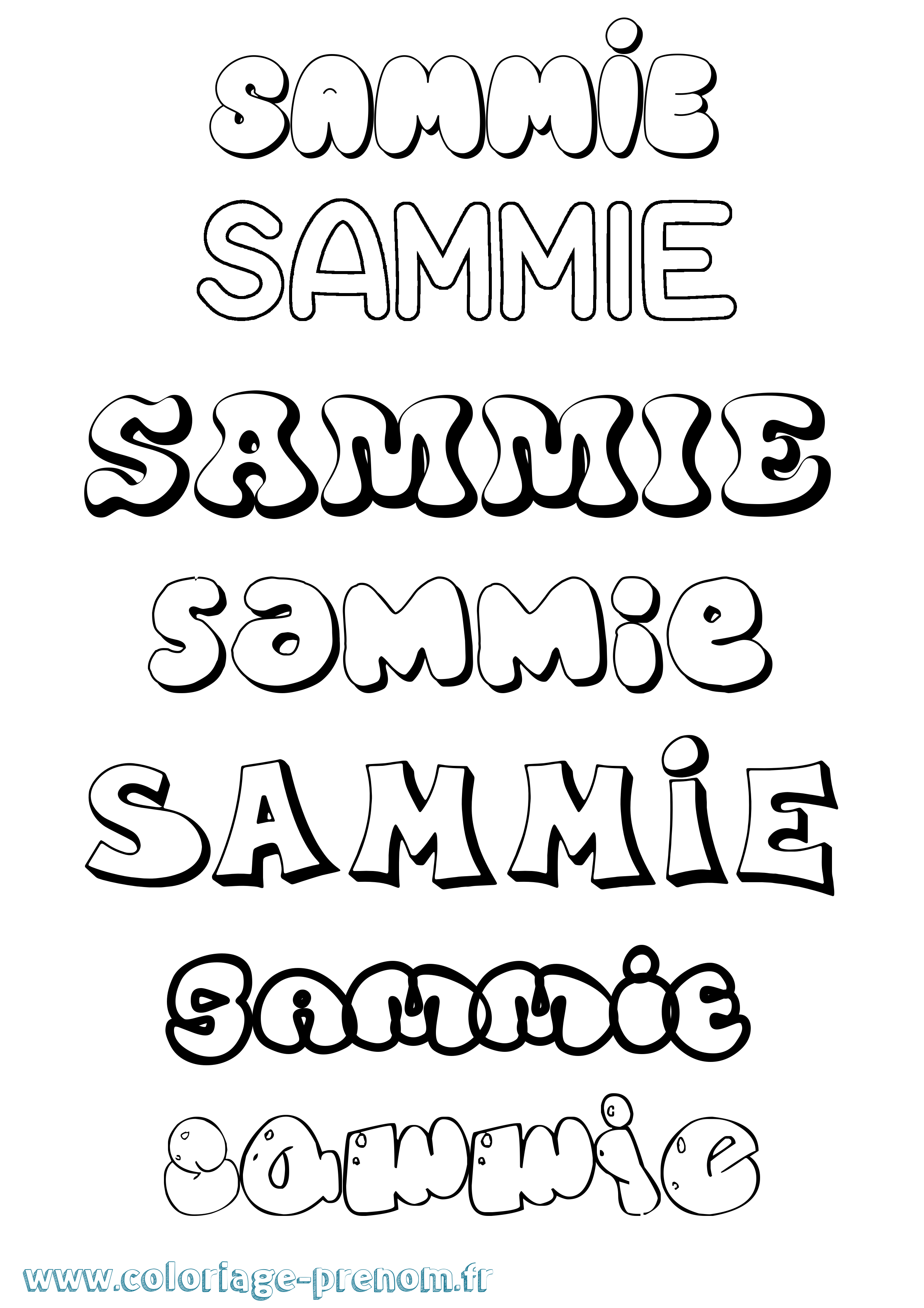 Coloriage prénom Sammie Bubble