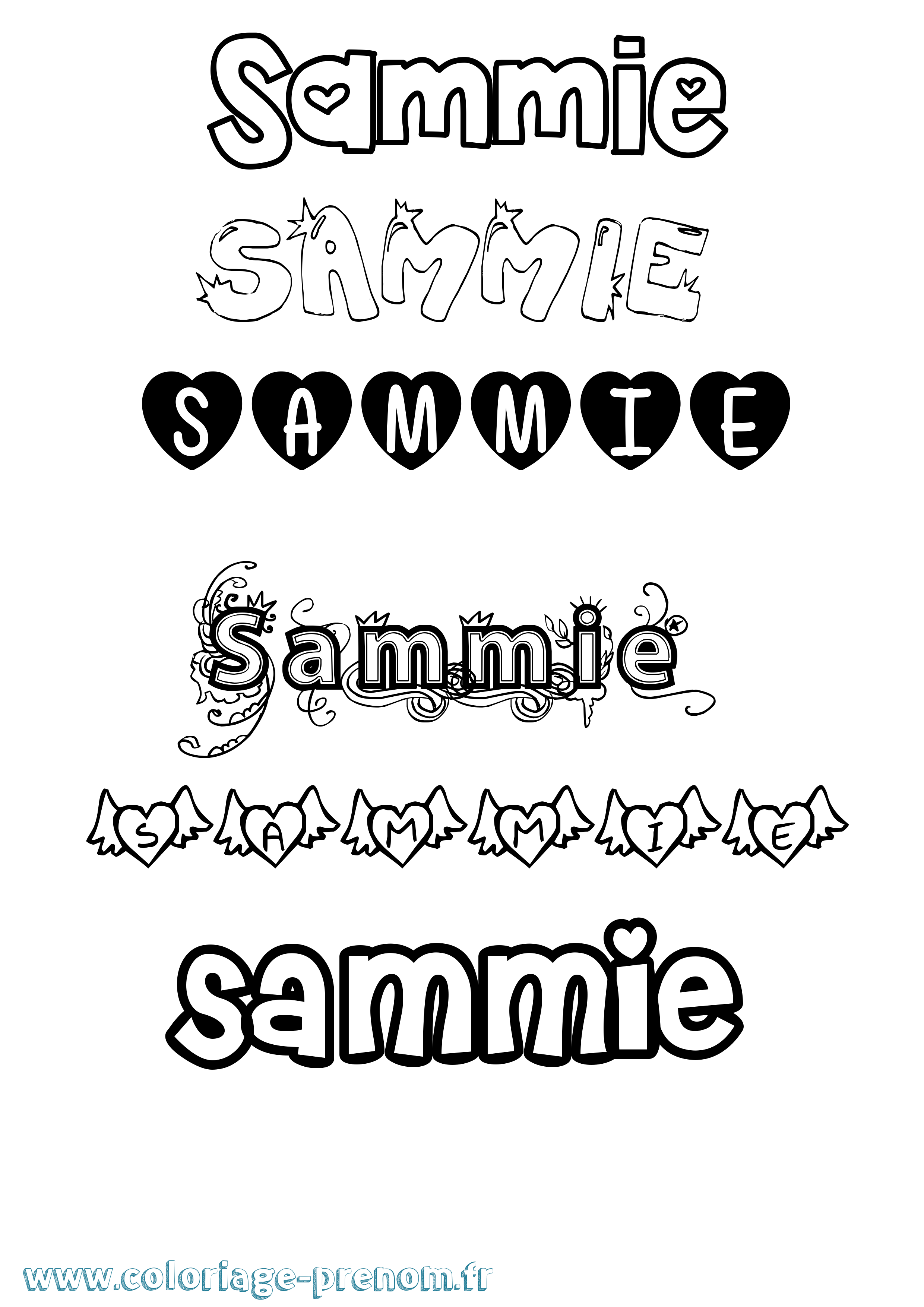 Coloriage prénom Sammie Girly