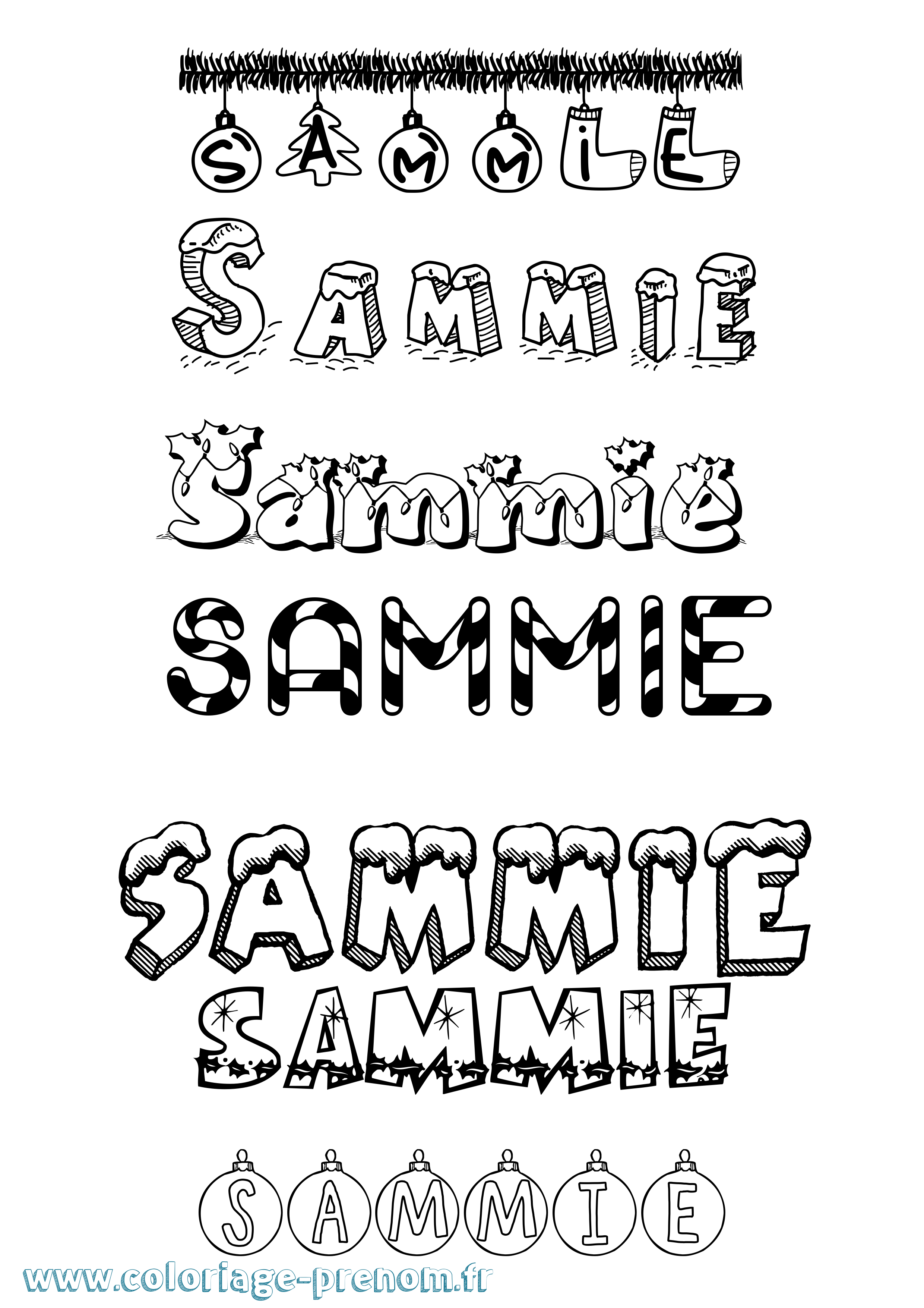 Coloriage prénom Sammie Noël