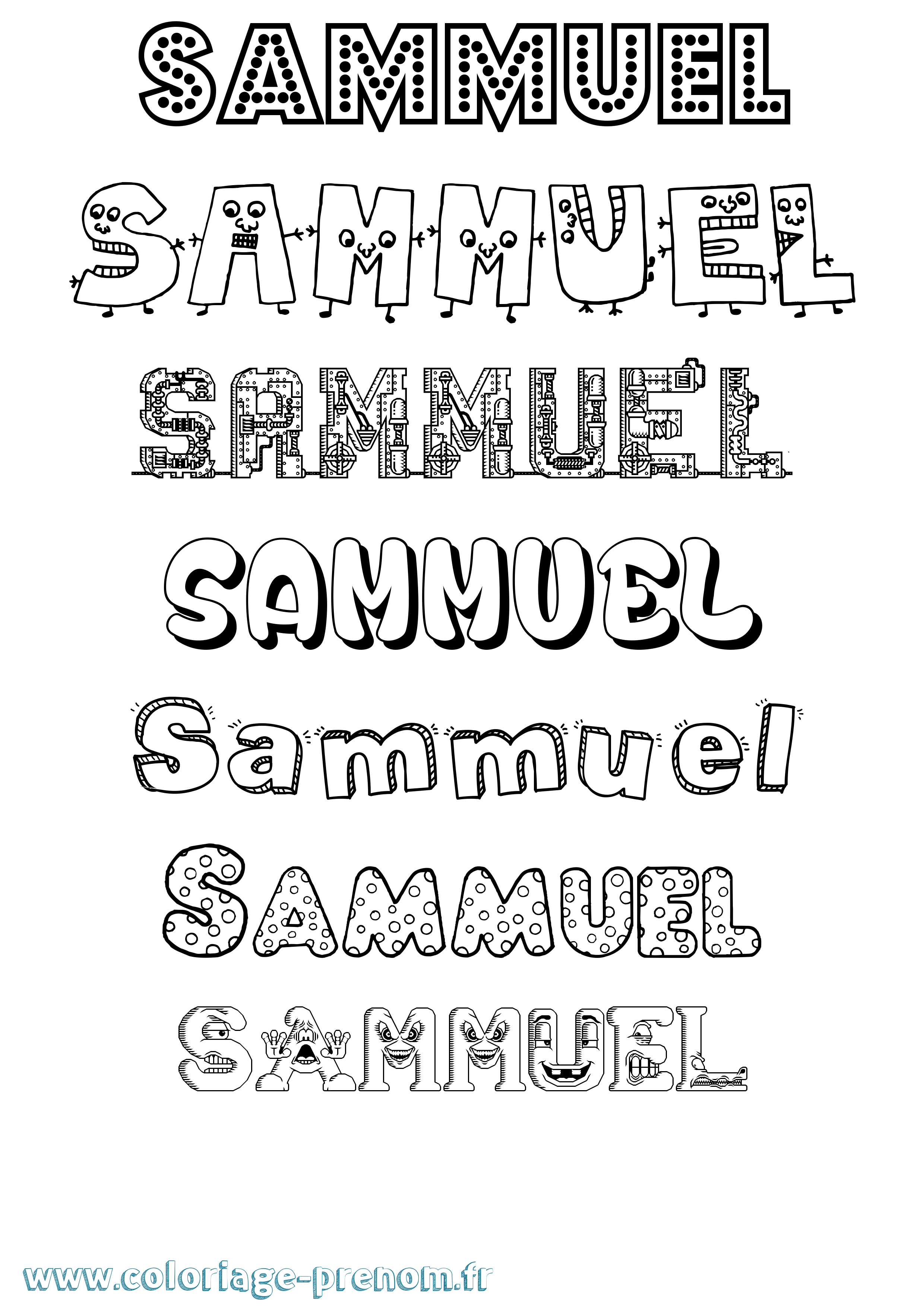 Coloriage prénom Sammuel Fun