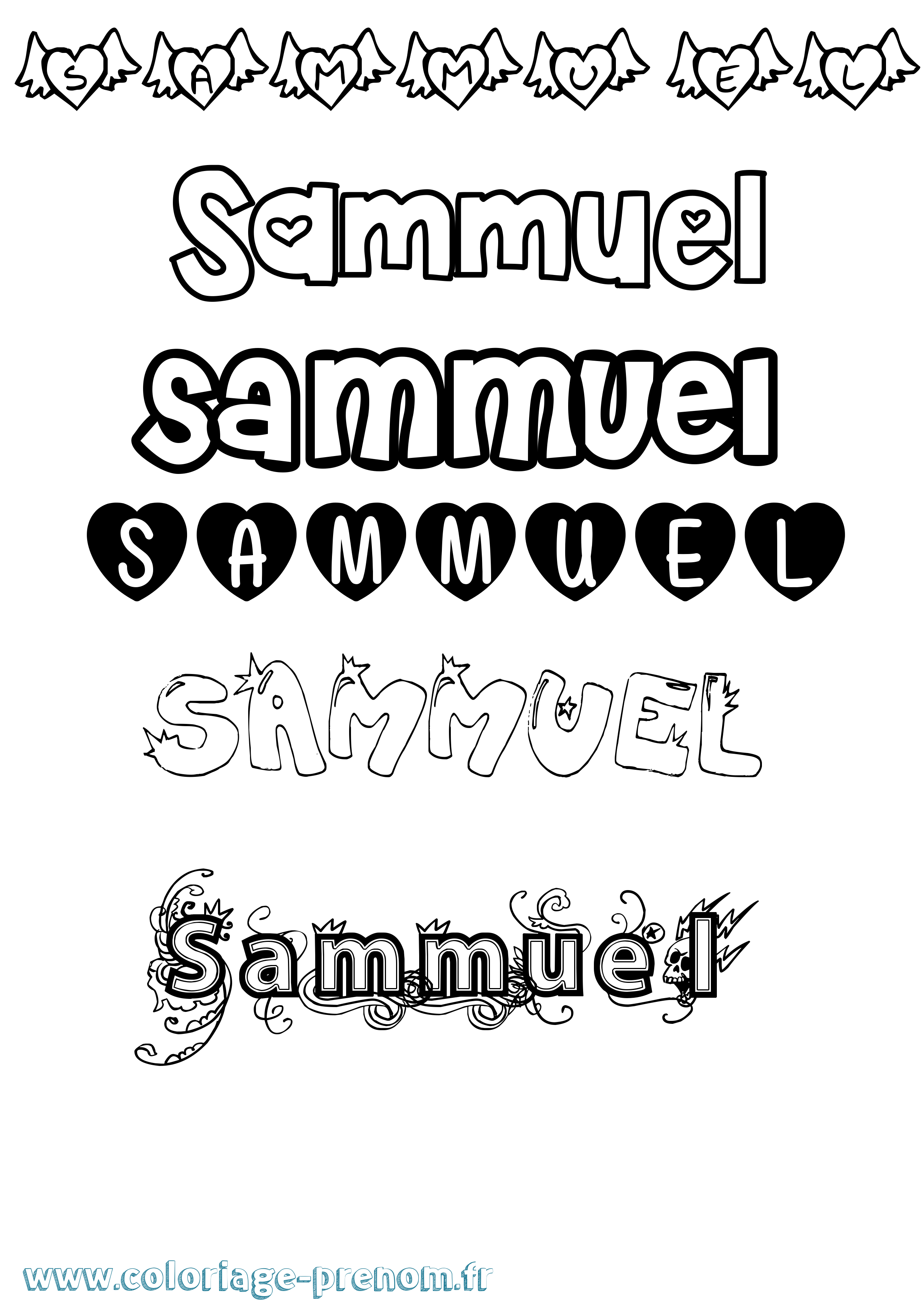 Coloriage prénom Sammuel Girly