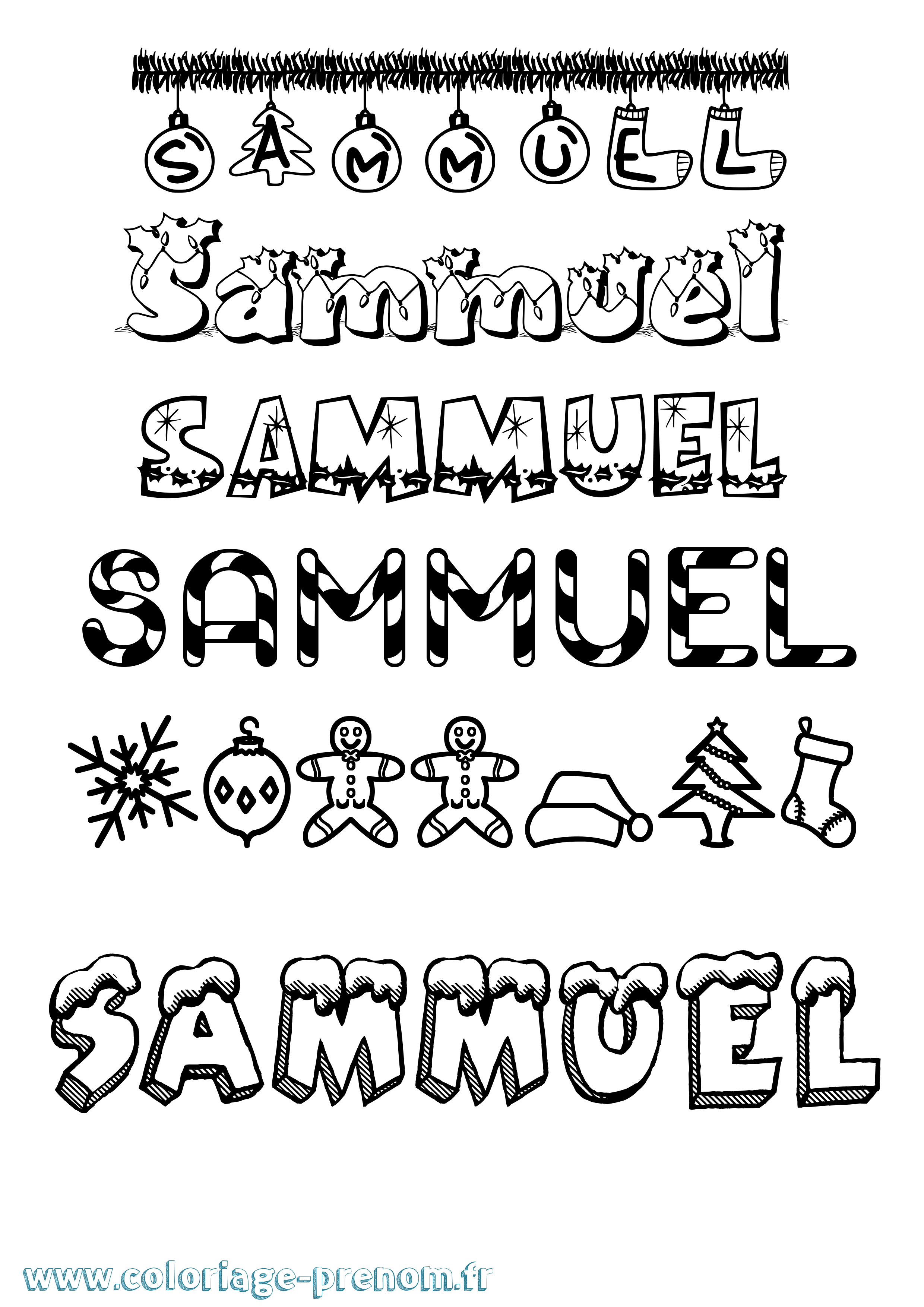 Coloriage prénom Sammuel Noël