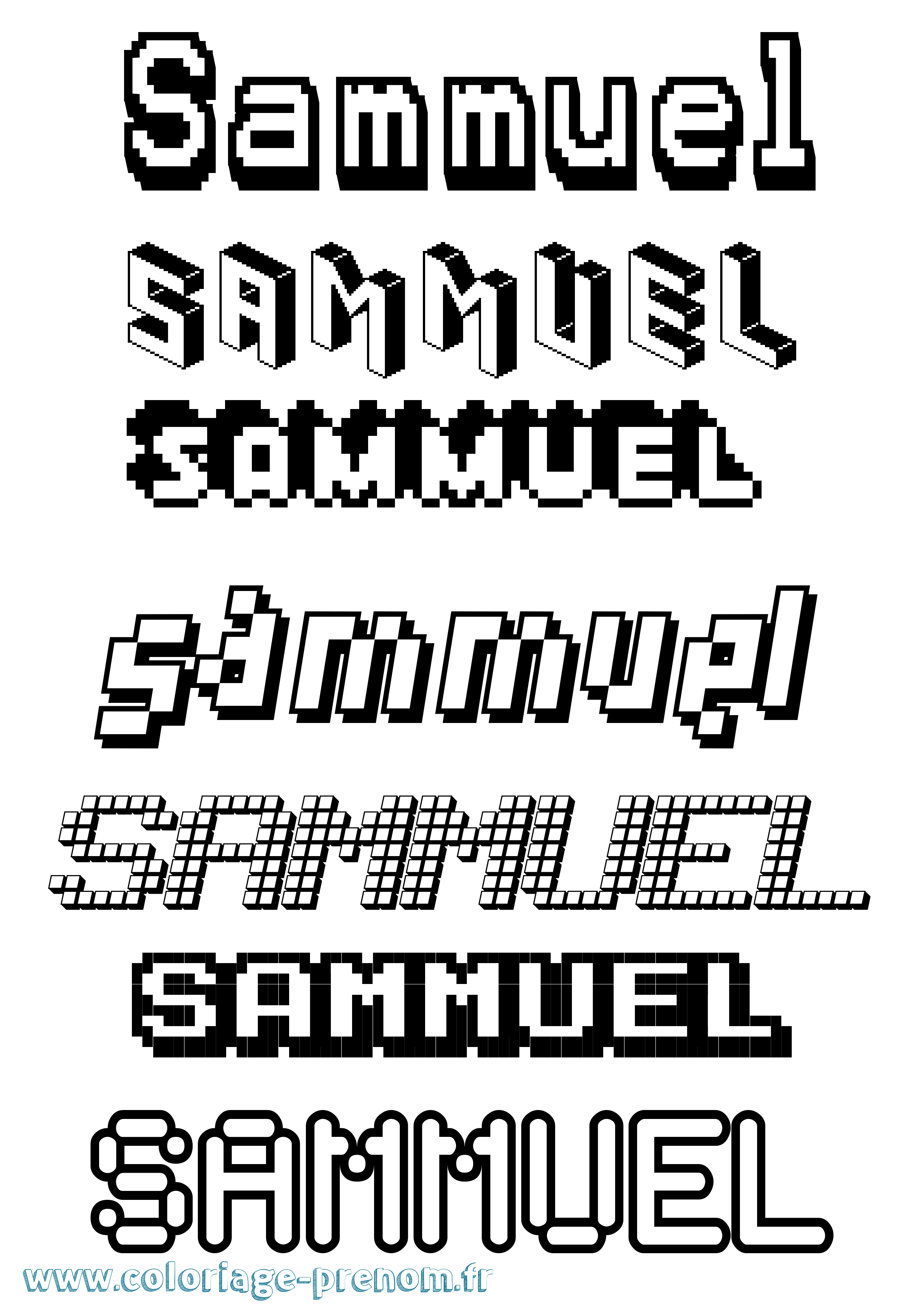Coloriage prénom Sammuel Pixel