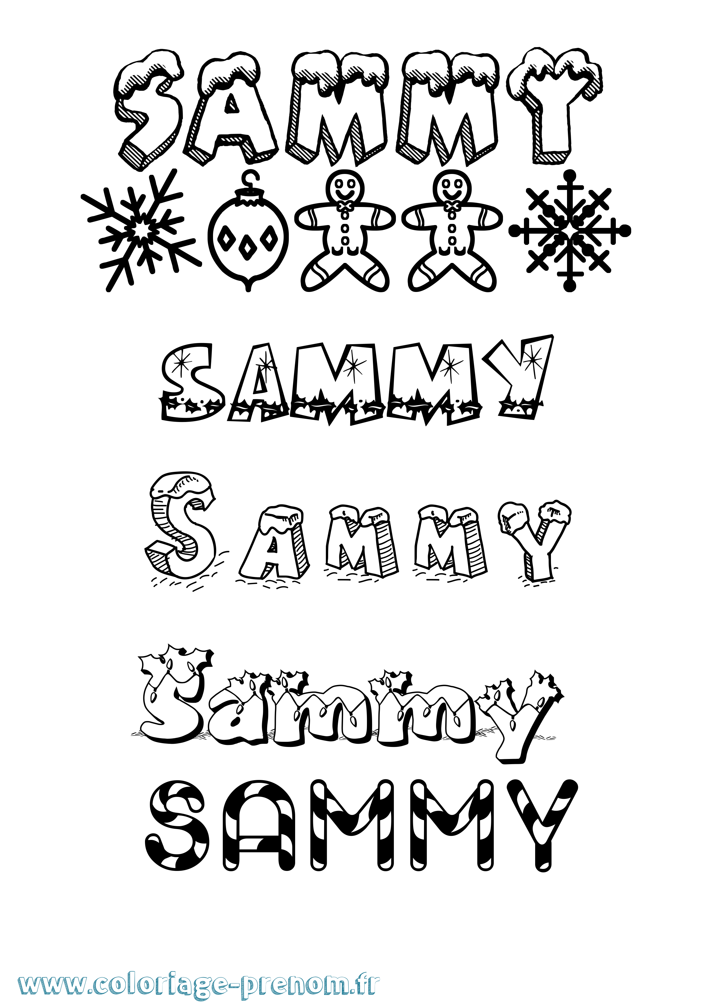 Coloriage prénom Sammy Noël