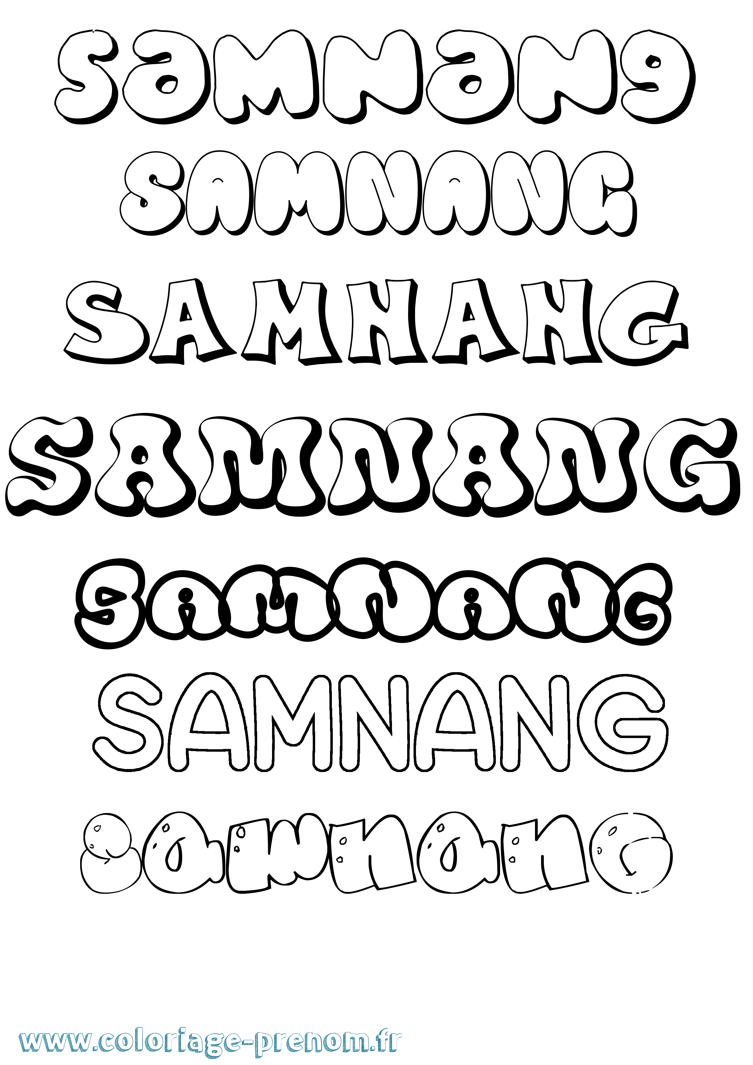 Coloriage prénom Samnang Bubble