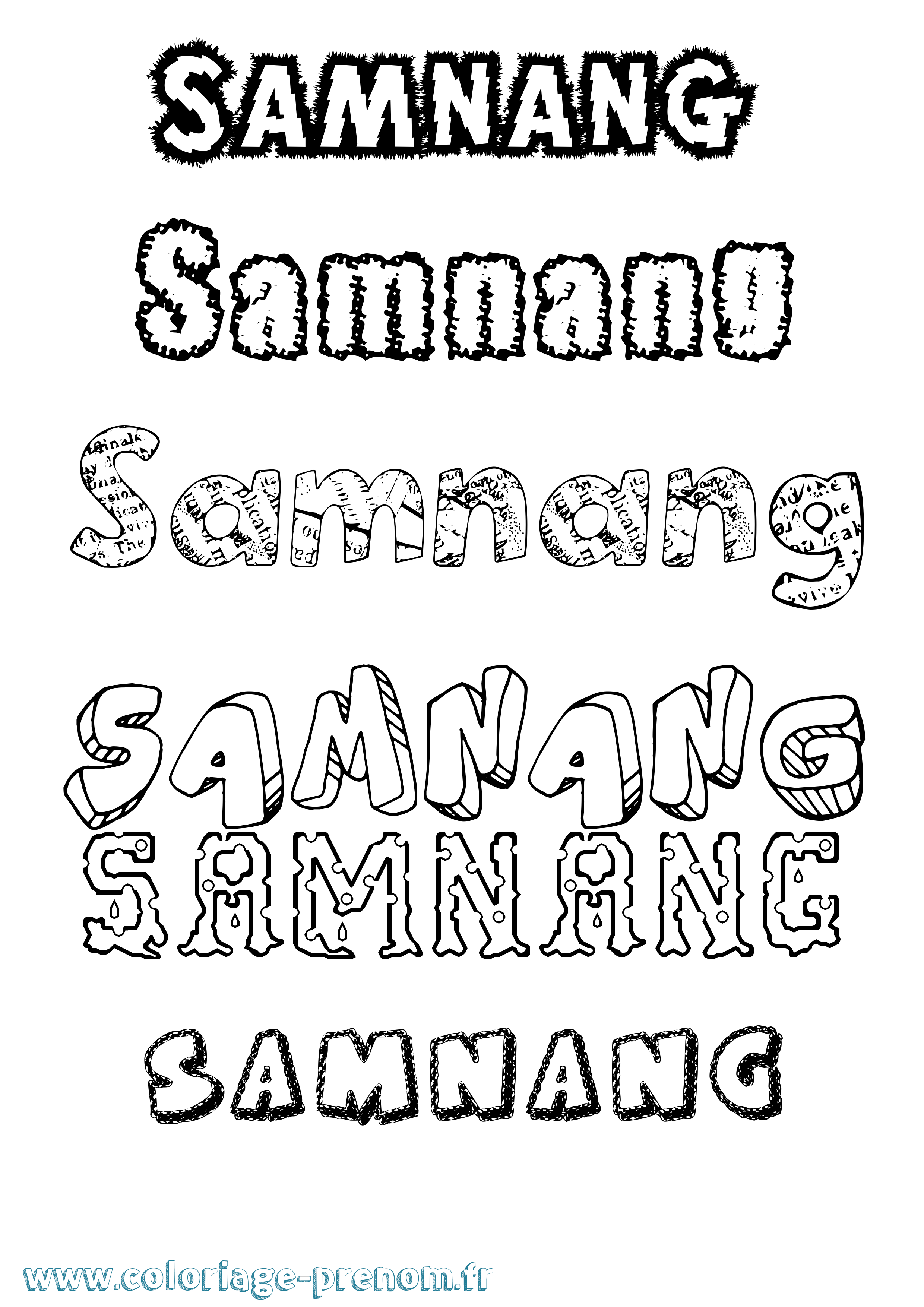 Coloriage prénom Samnang Destructuré