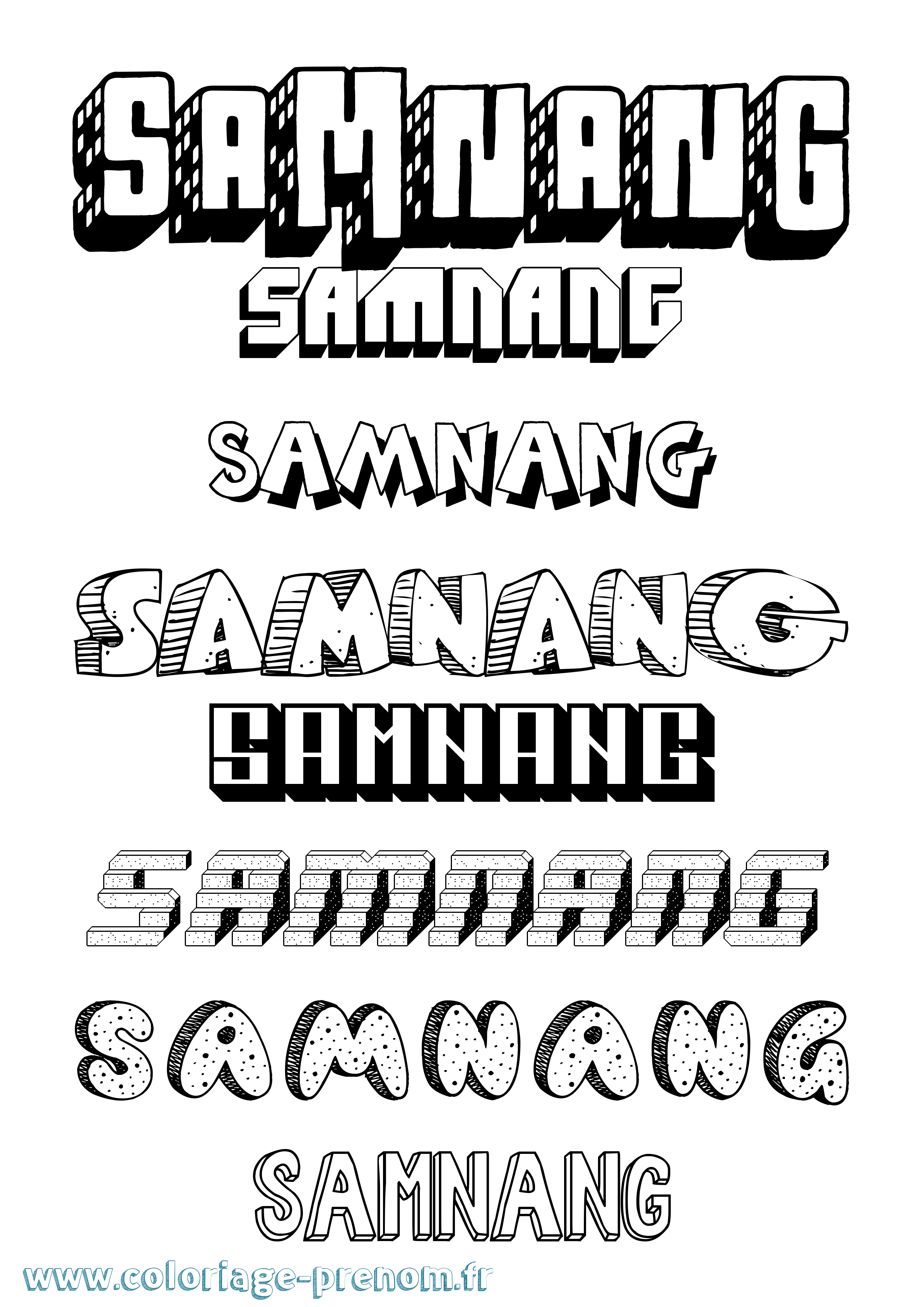 Coloriage prénom Samnang Effet 3D