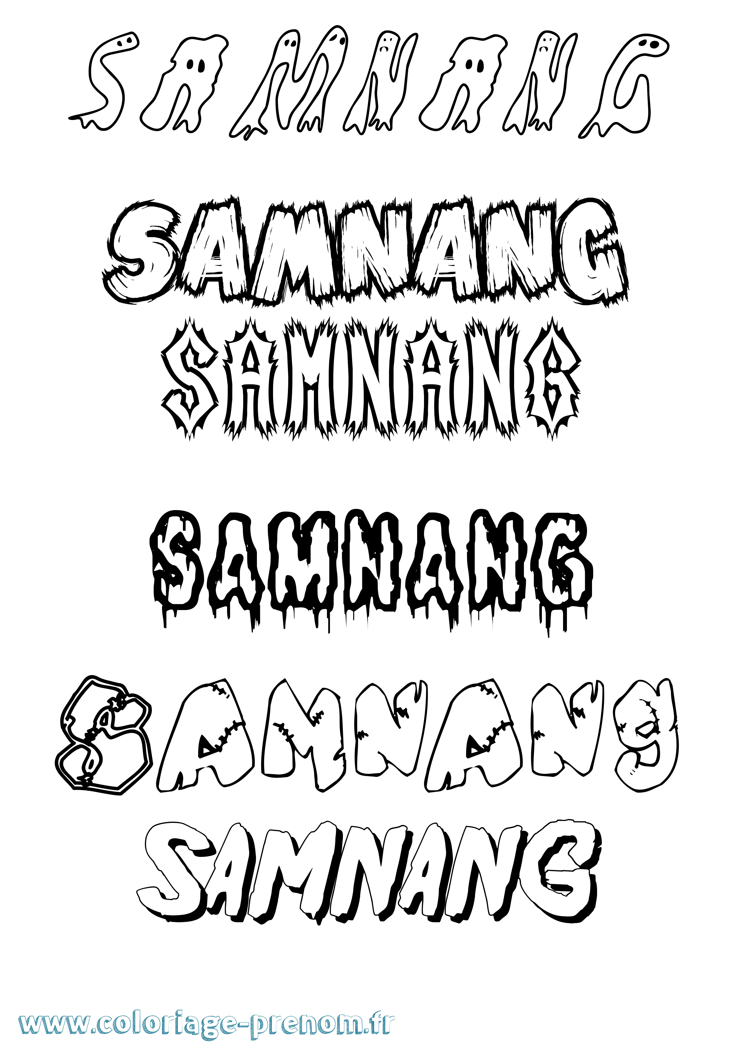 Coloriage prénom Samnang Frisson