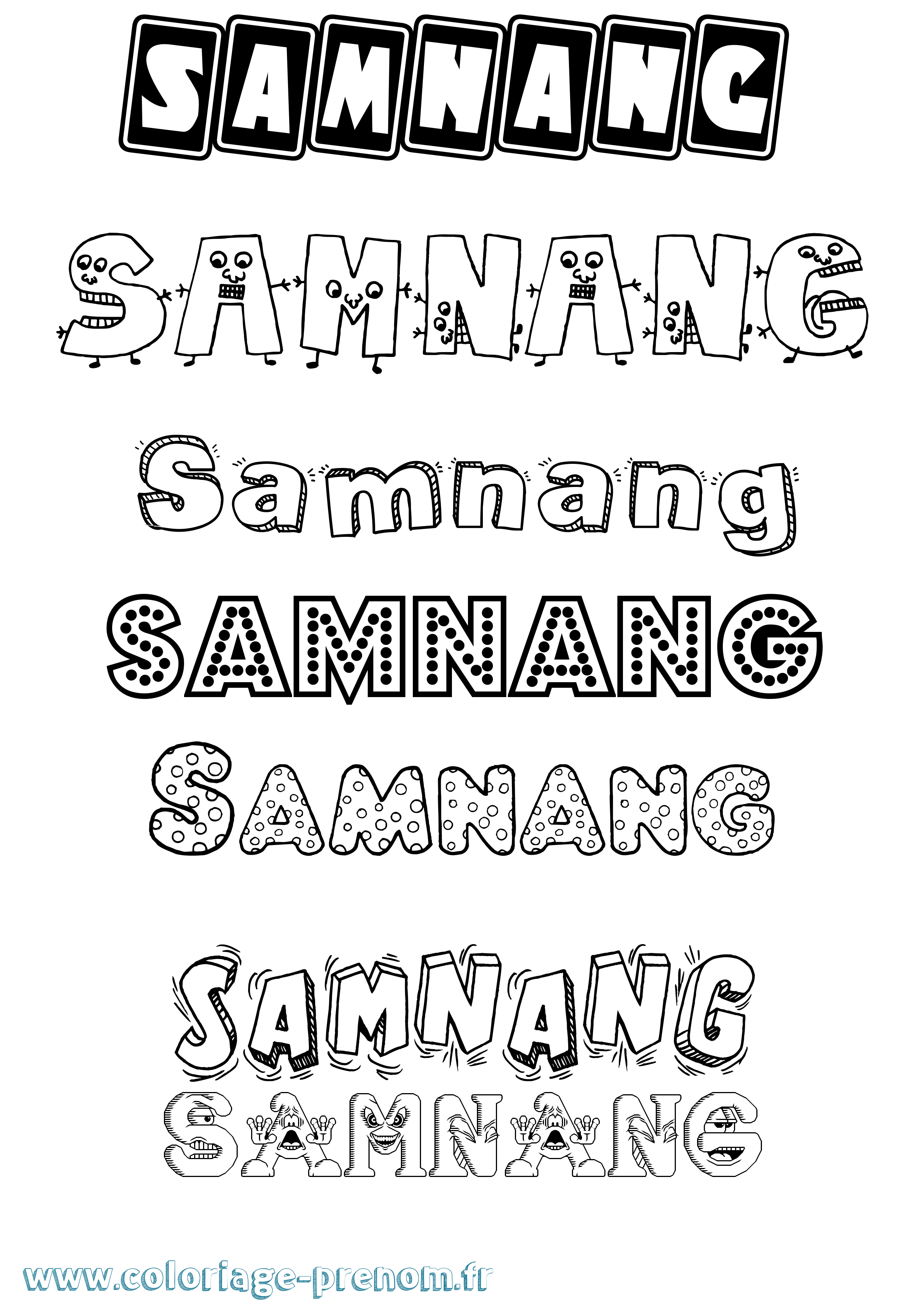 Coloriage prénom Samnang Fun