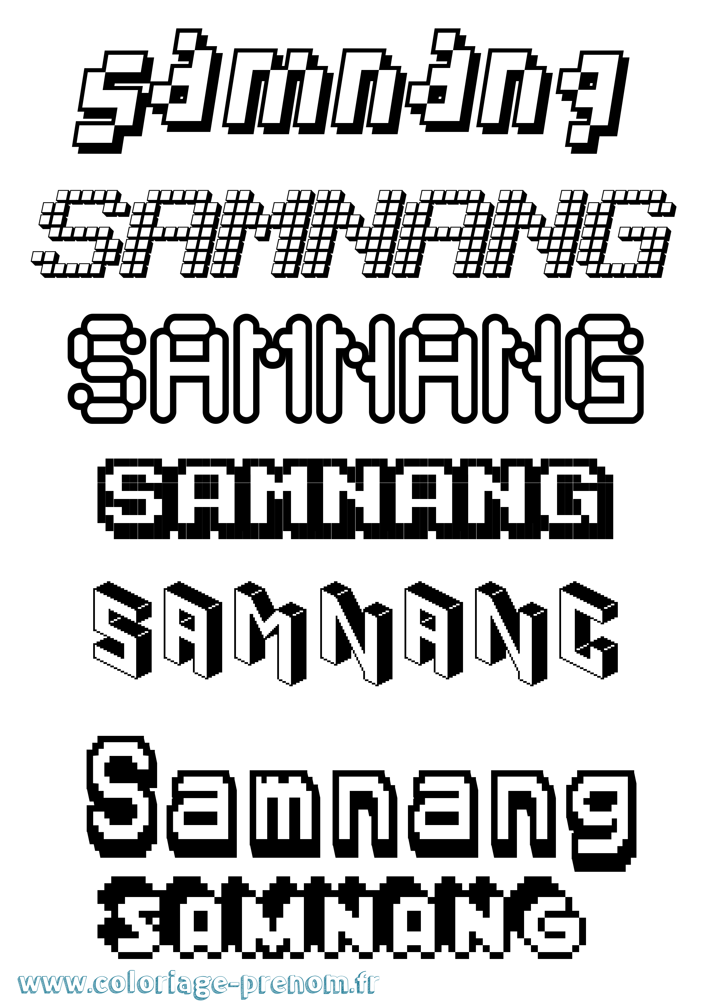 Coloriage prénom Samnang Pixel