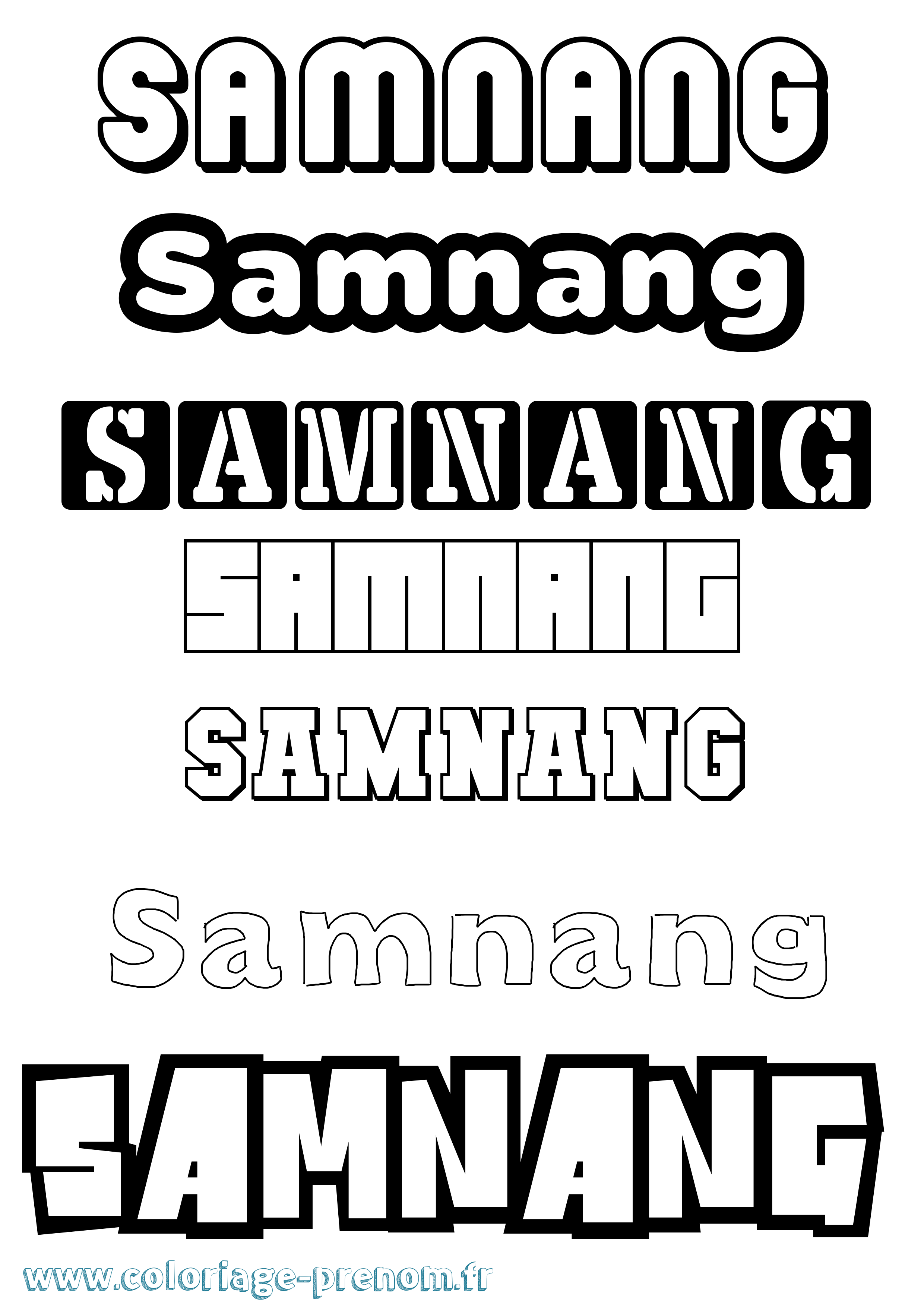 Coloriage prénom Samnang Simple