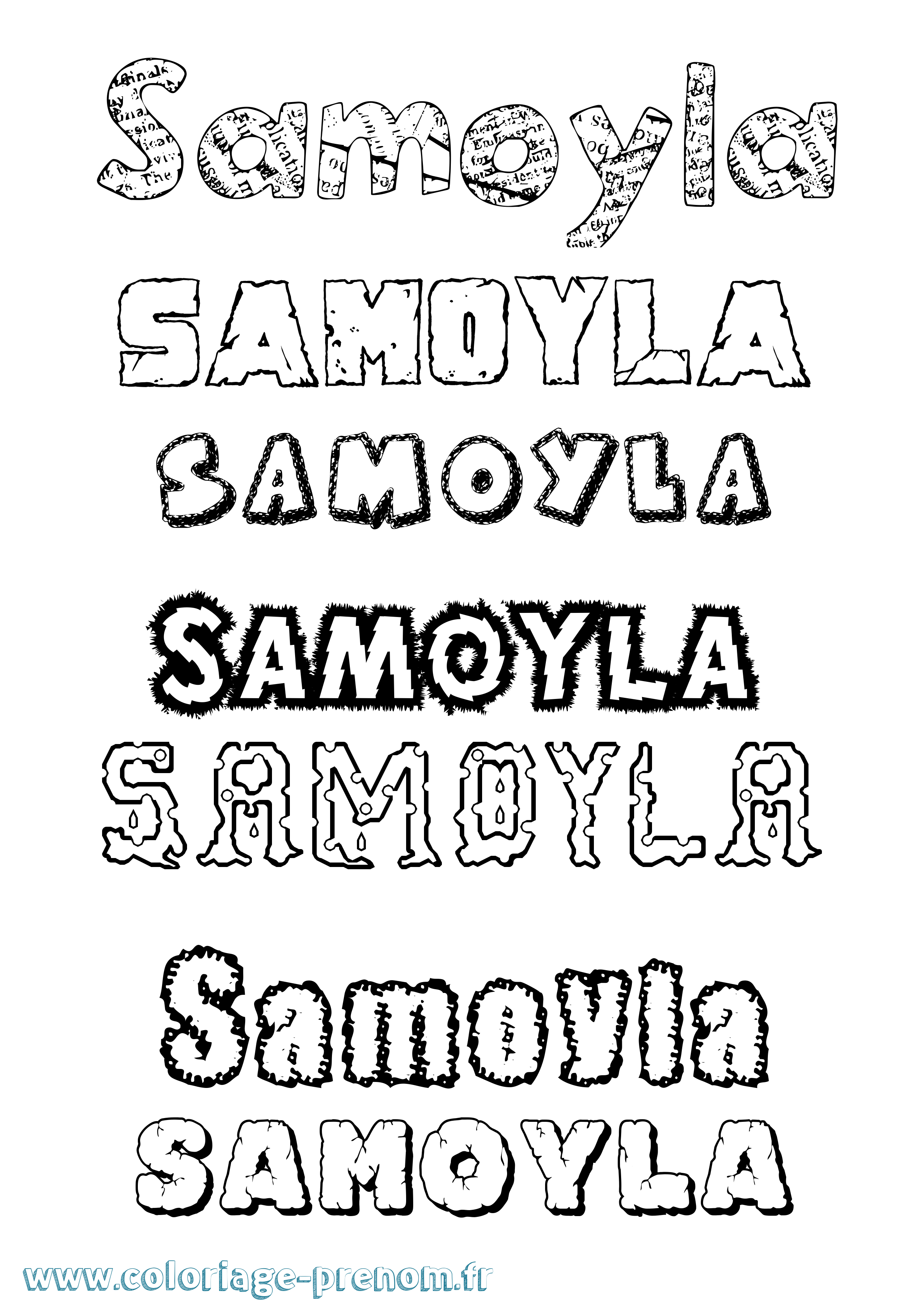 Coloriage prénom Samoyla Destructuré