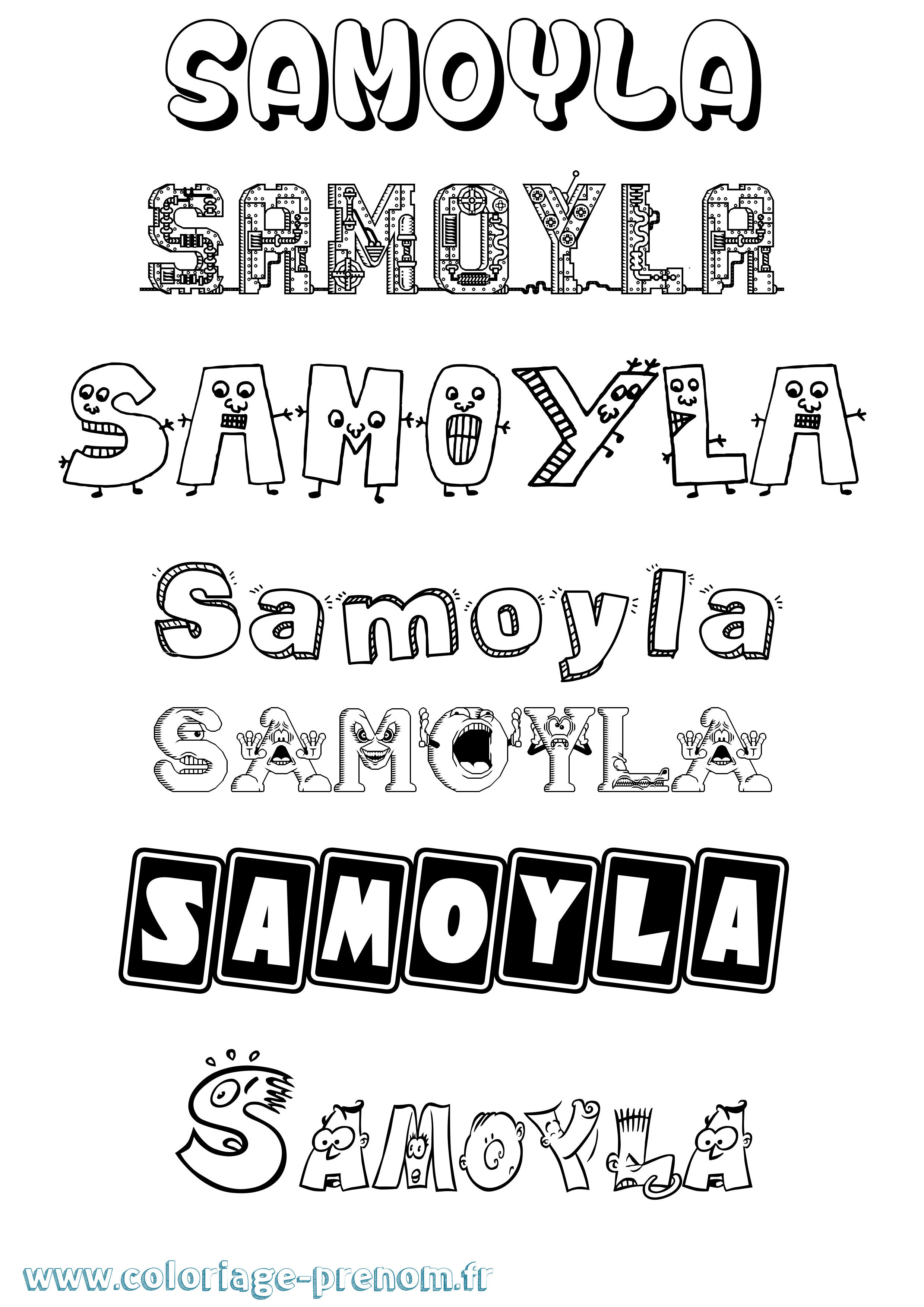 Coloriage prénom Samoyla Fun