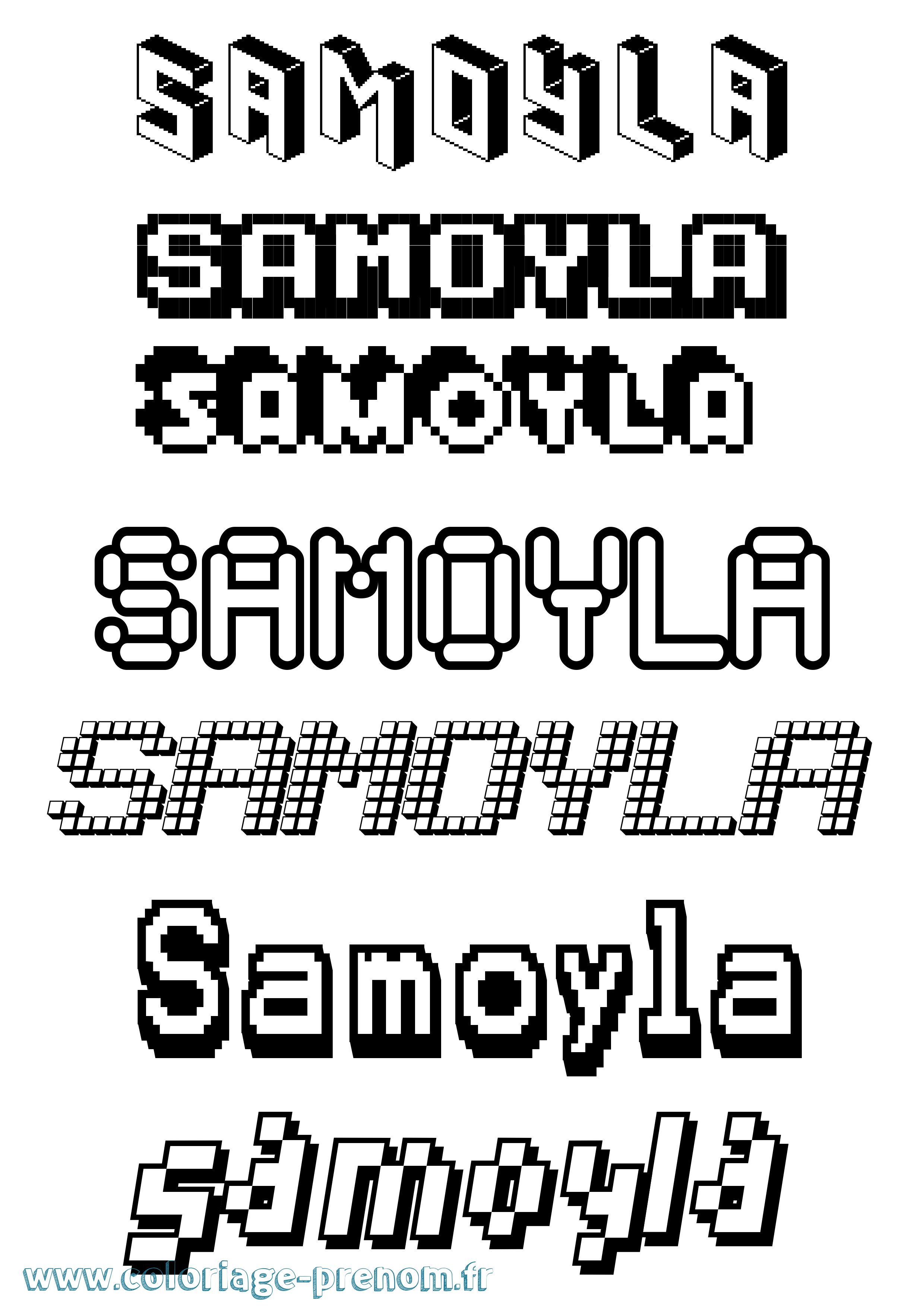 Coloriage prénom Samoyla Pixel