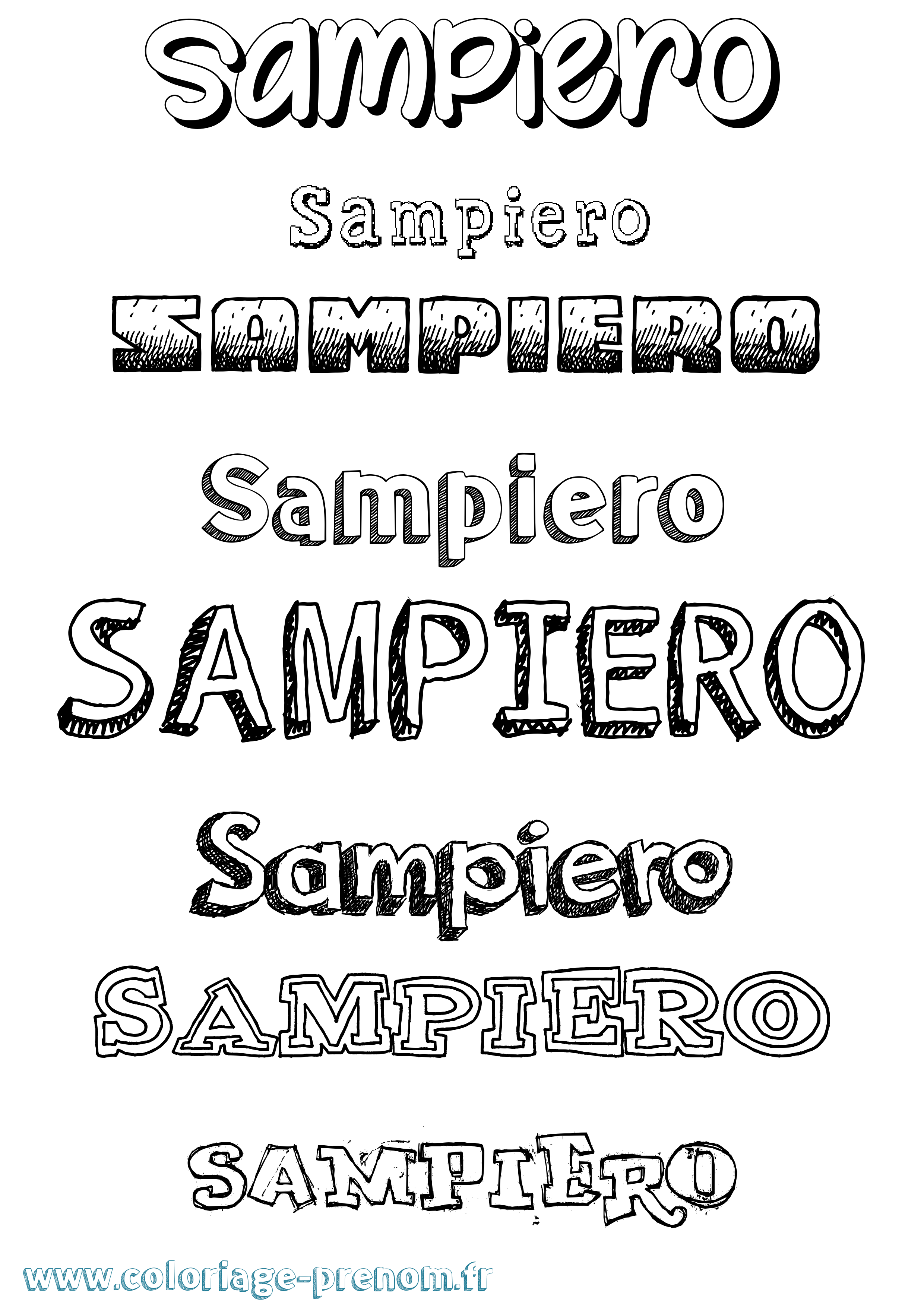 Coloriage prénom Sampiero Dessiné