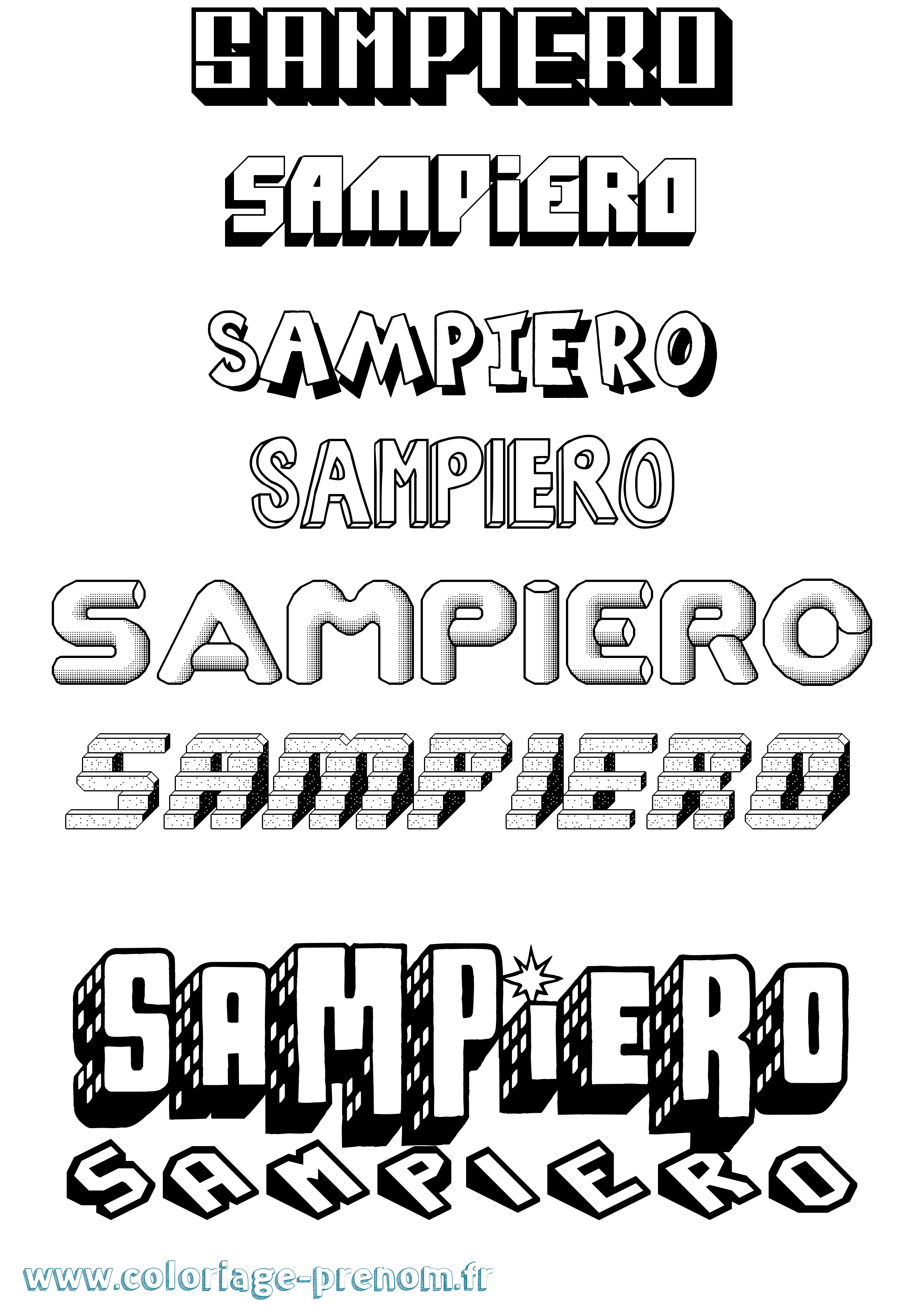 Coloriage Sampiero Effet 3D Coloriage prénom Sampiero Effet 3D