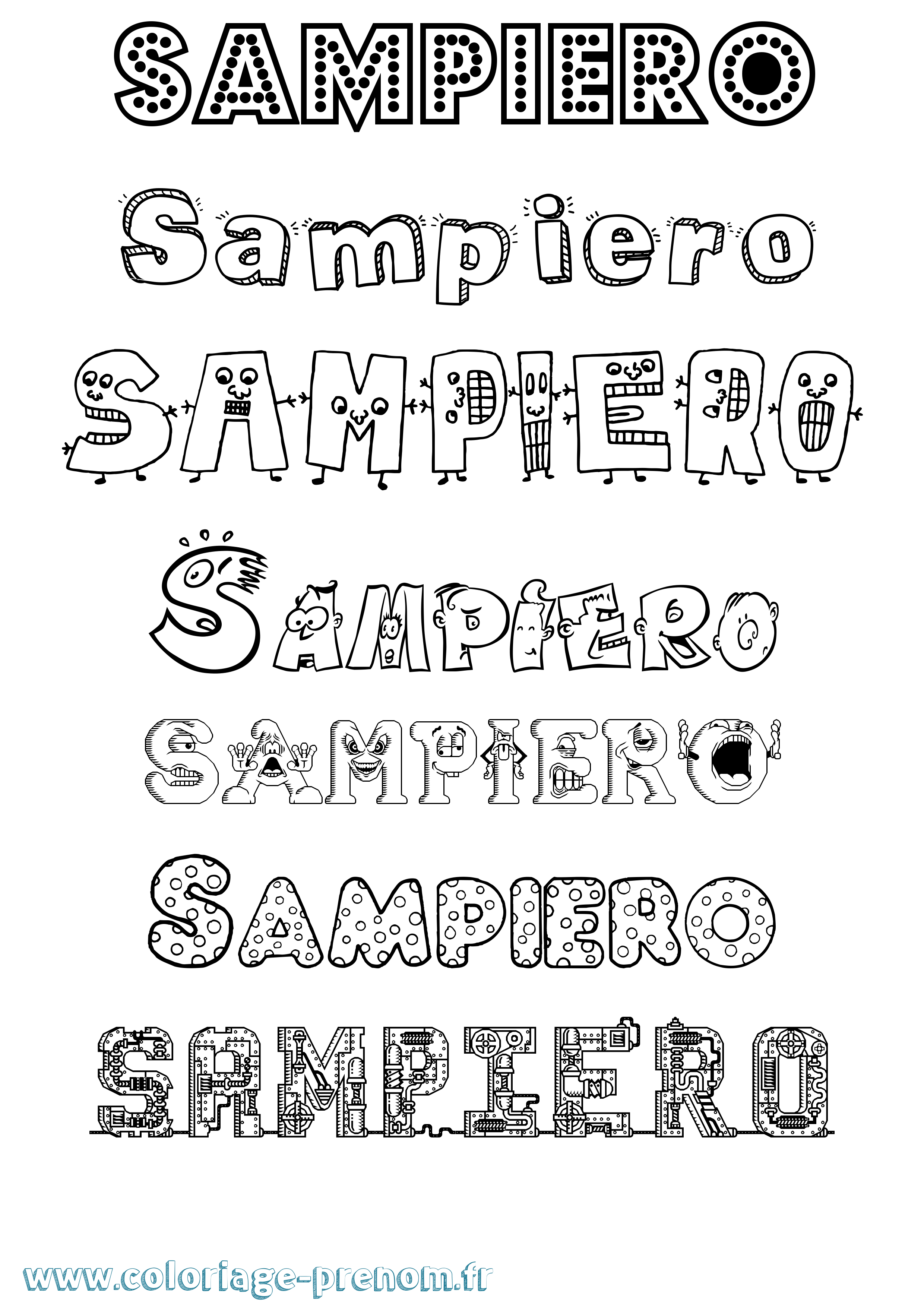 Coloriage prénom Sampiero Fun