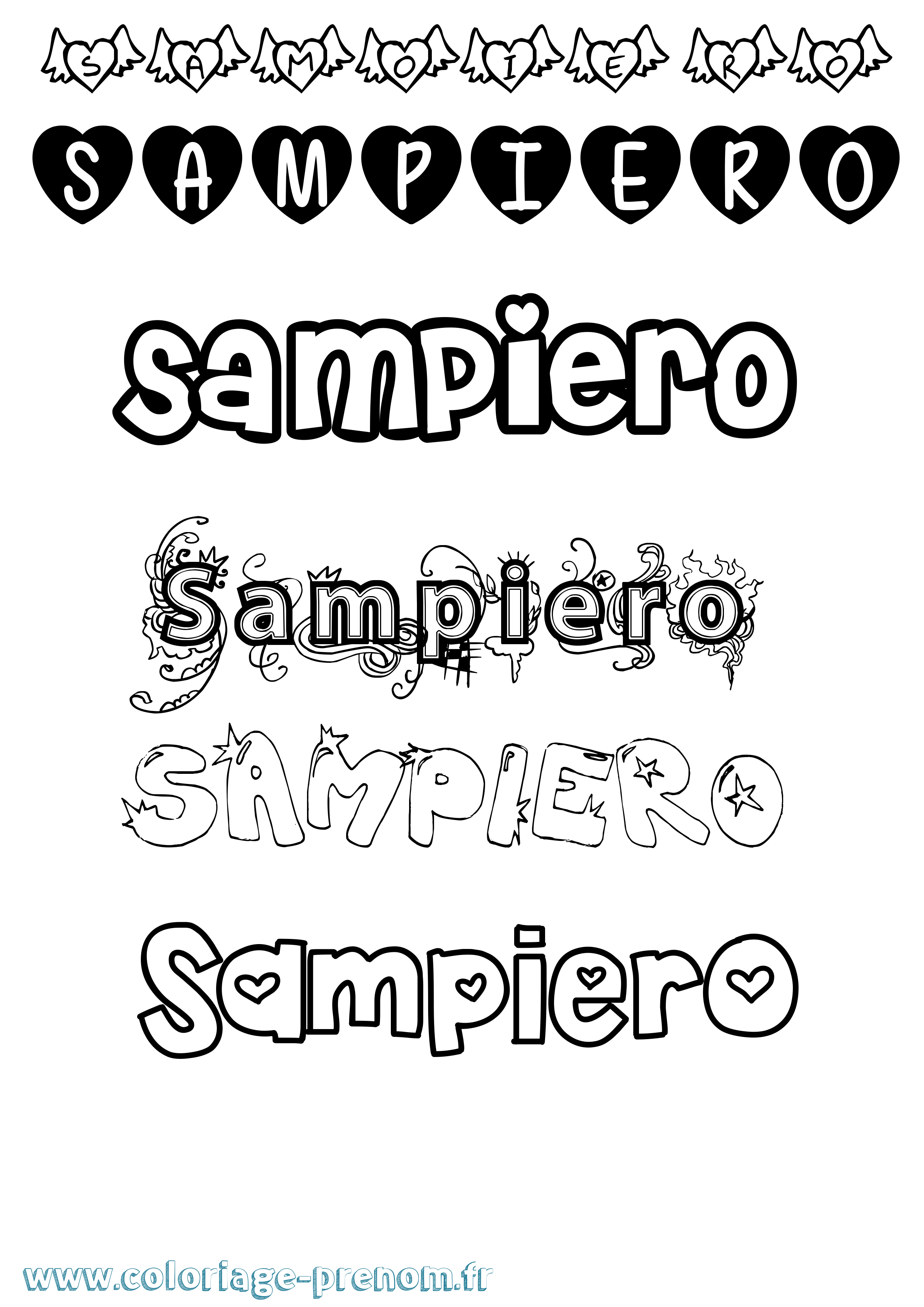 Coloriage prénom Sampiero Girly