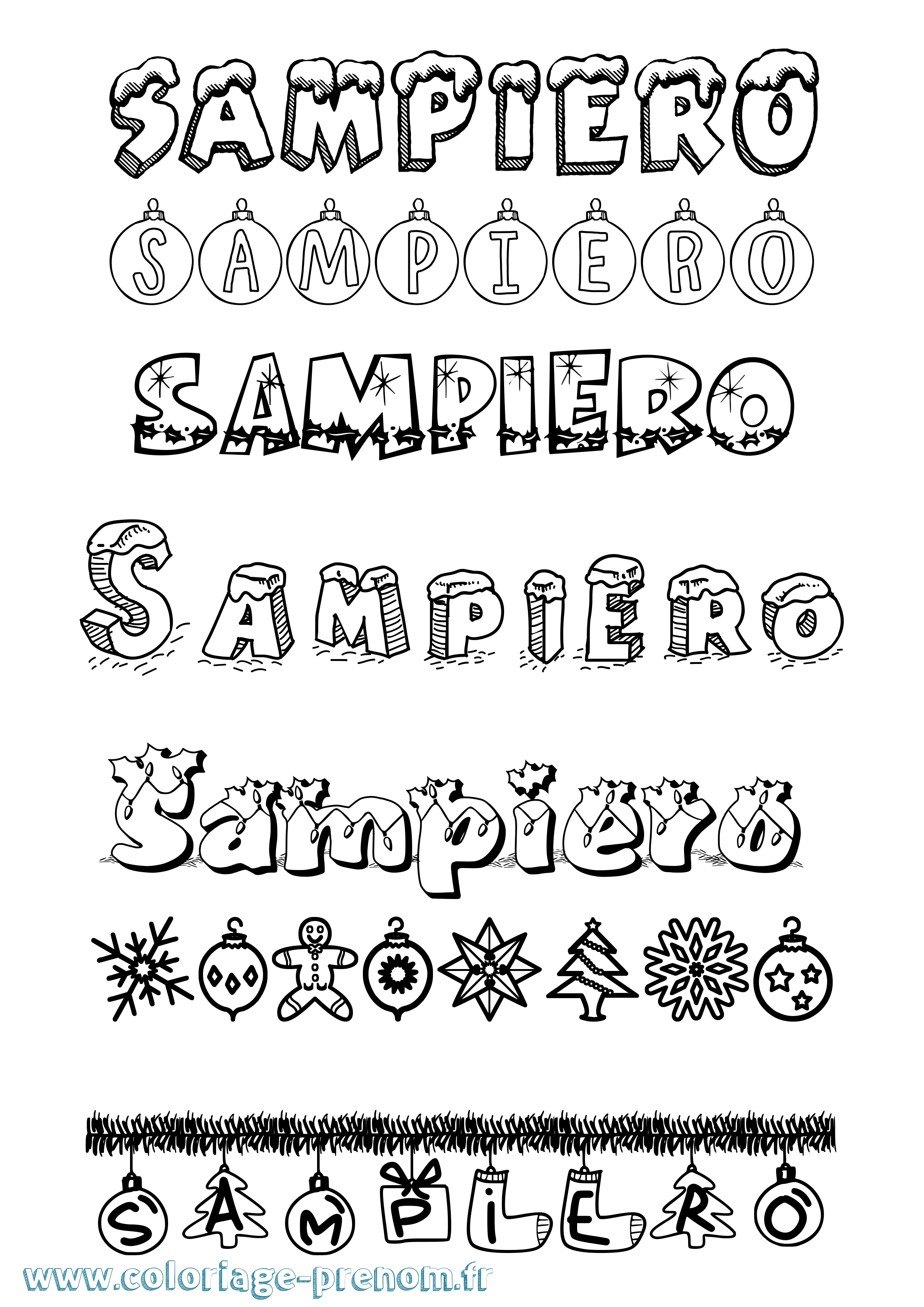 Coloriage Sampiero Noël Coloriage prénom Sampiero Noël