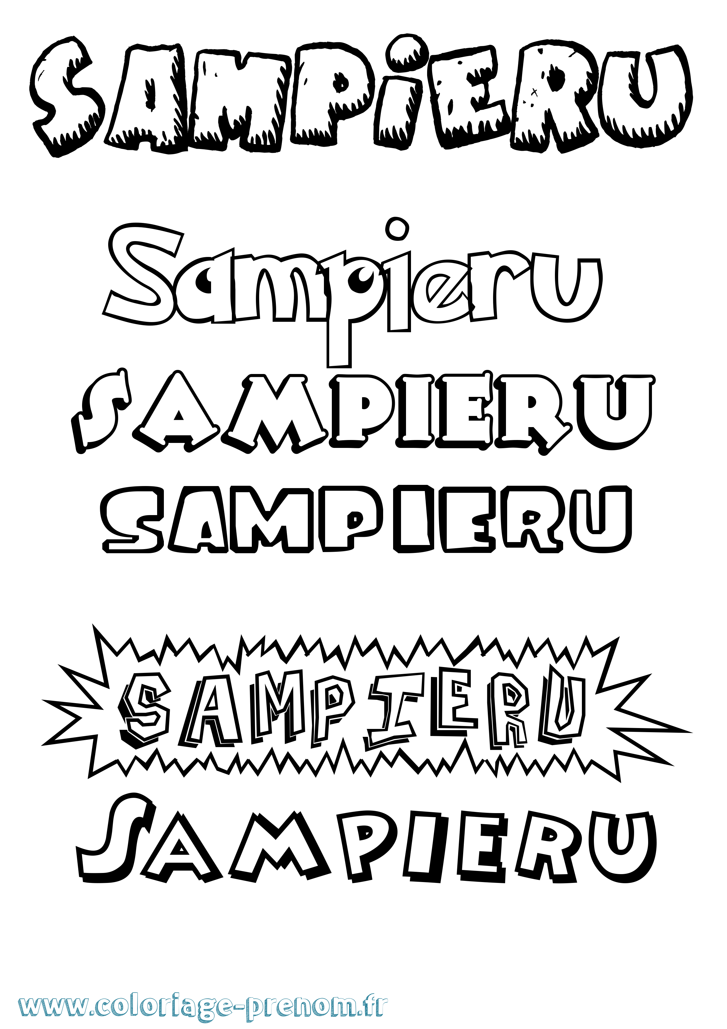 Coloriage prénom Sampieru Dessin Animé