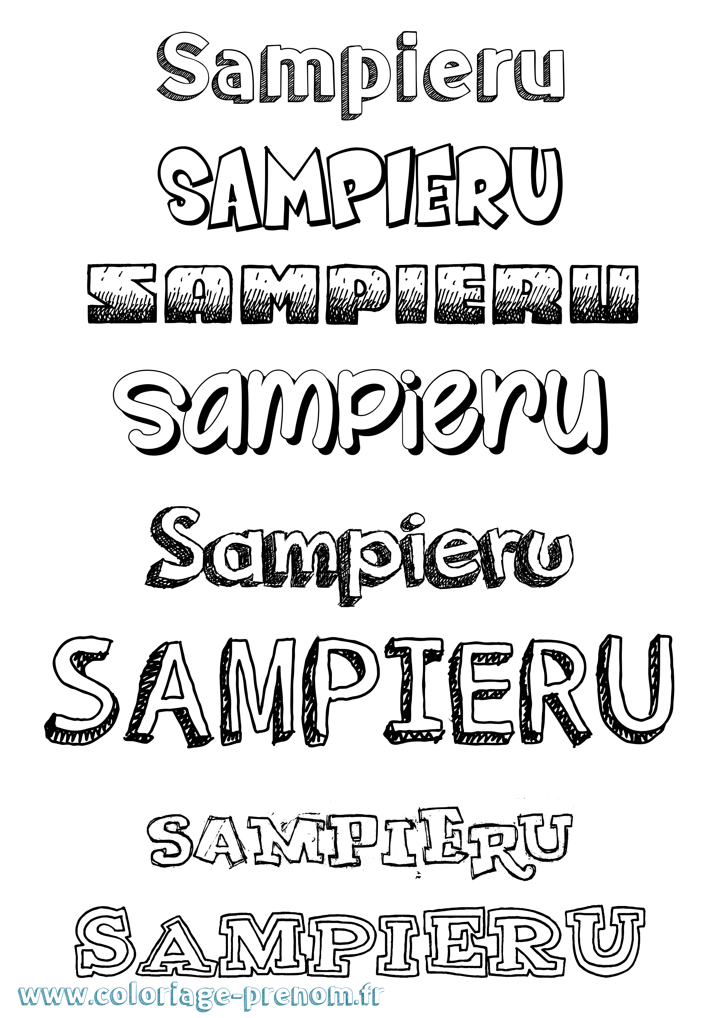 Coloriage prénom Sampieru Dessiné