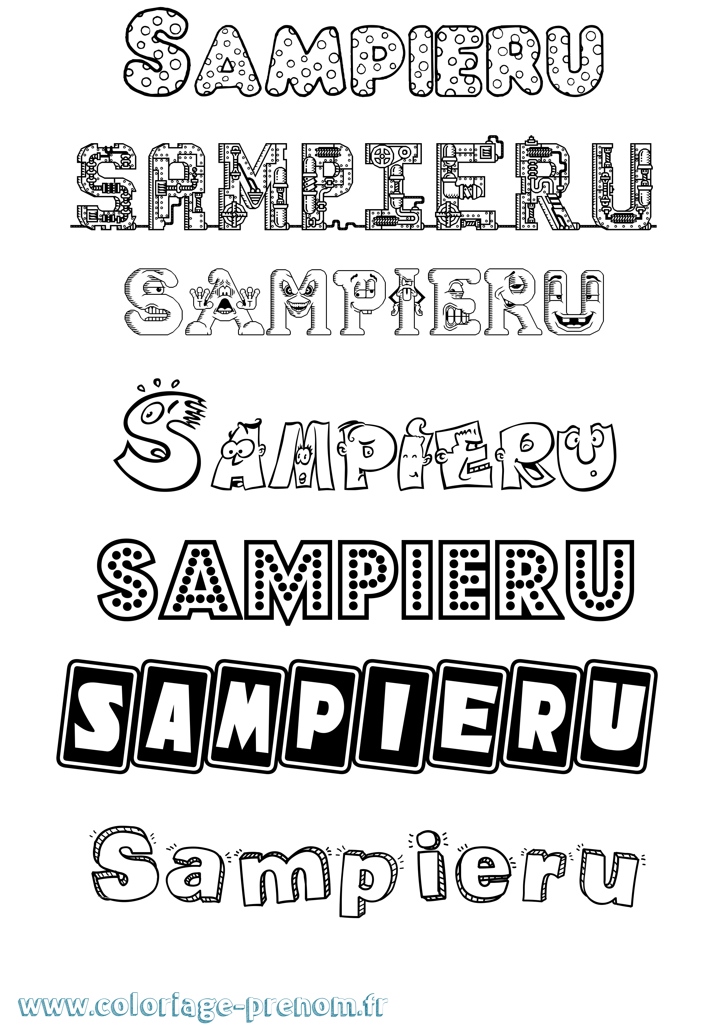 Coloriage prénom Sampieru Fun