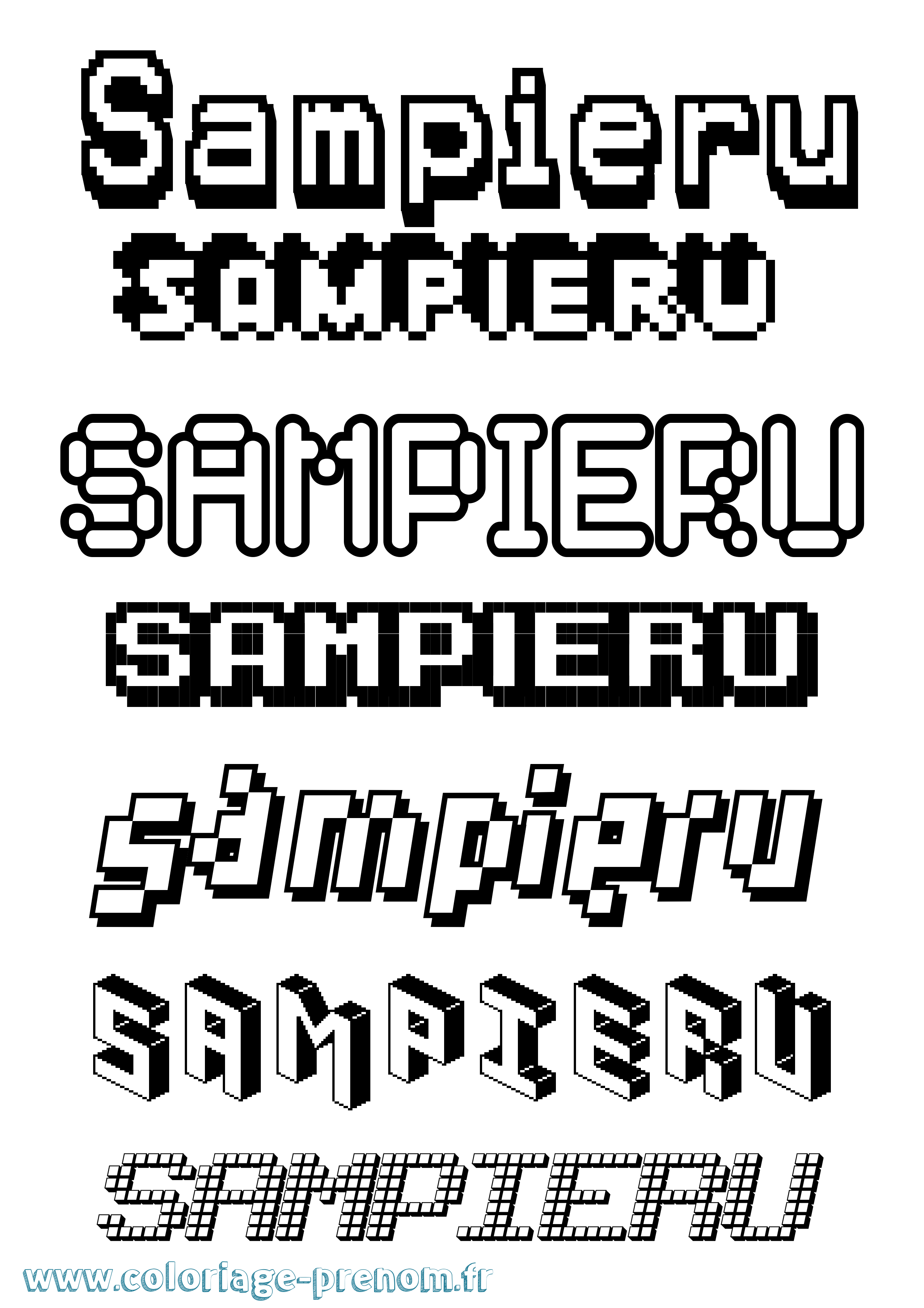 Coloriage prénom Sampieru Pixel