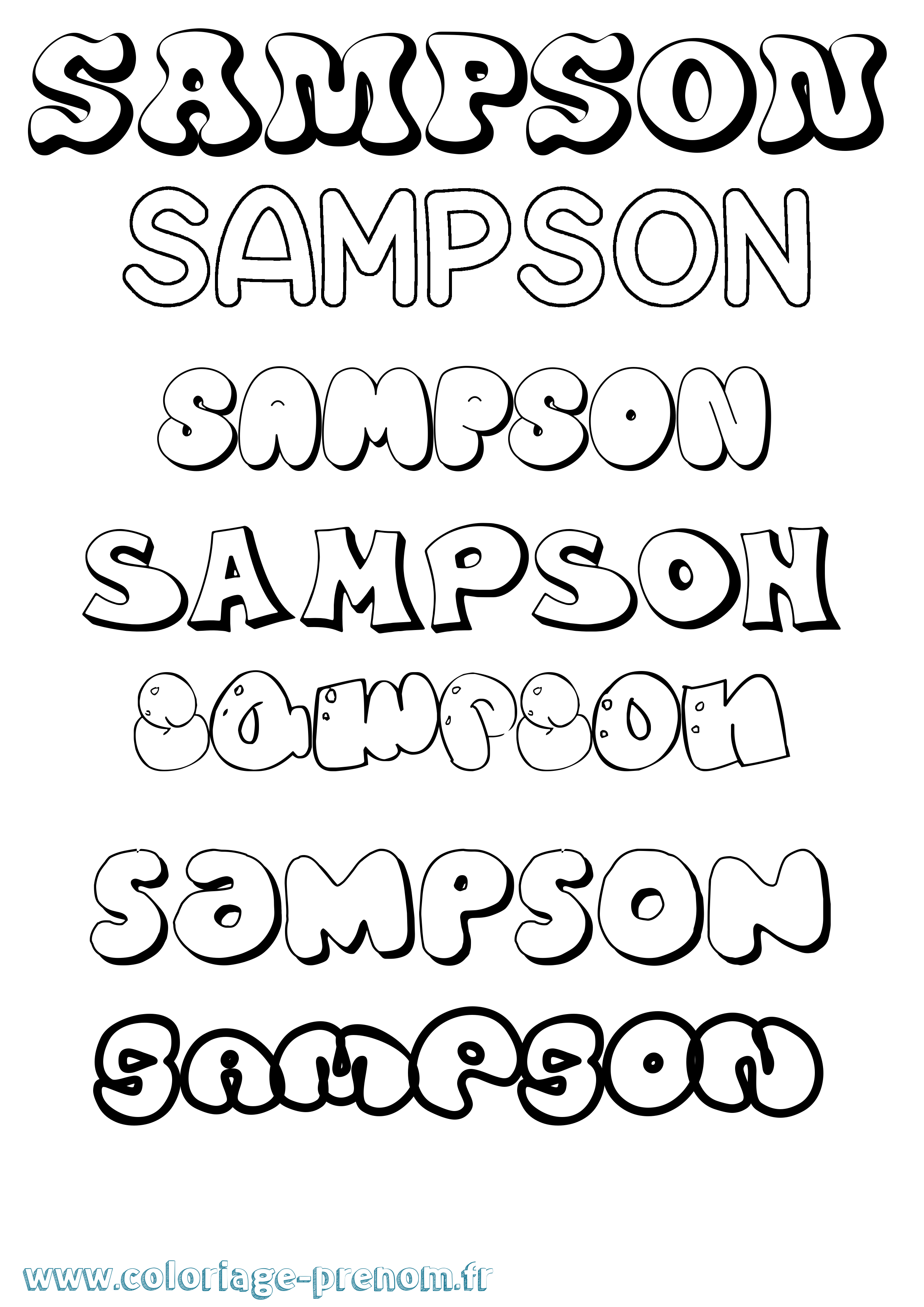 Coloriage prénom Sampson Bubble