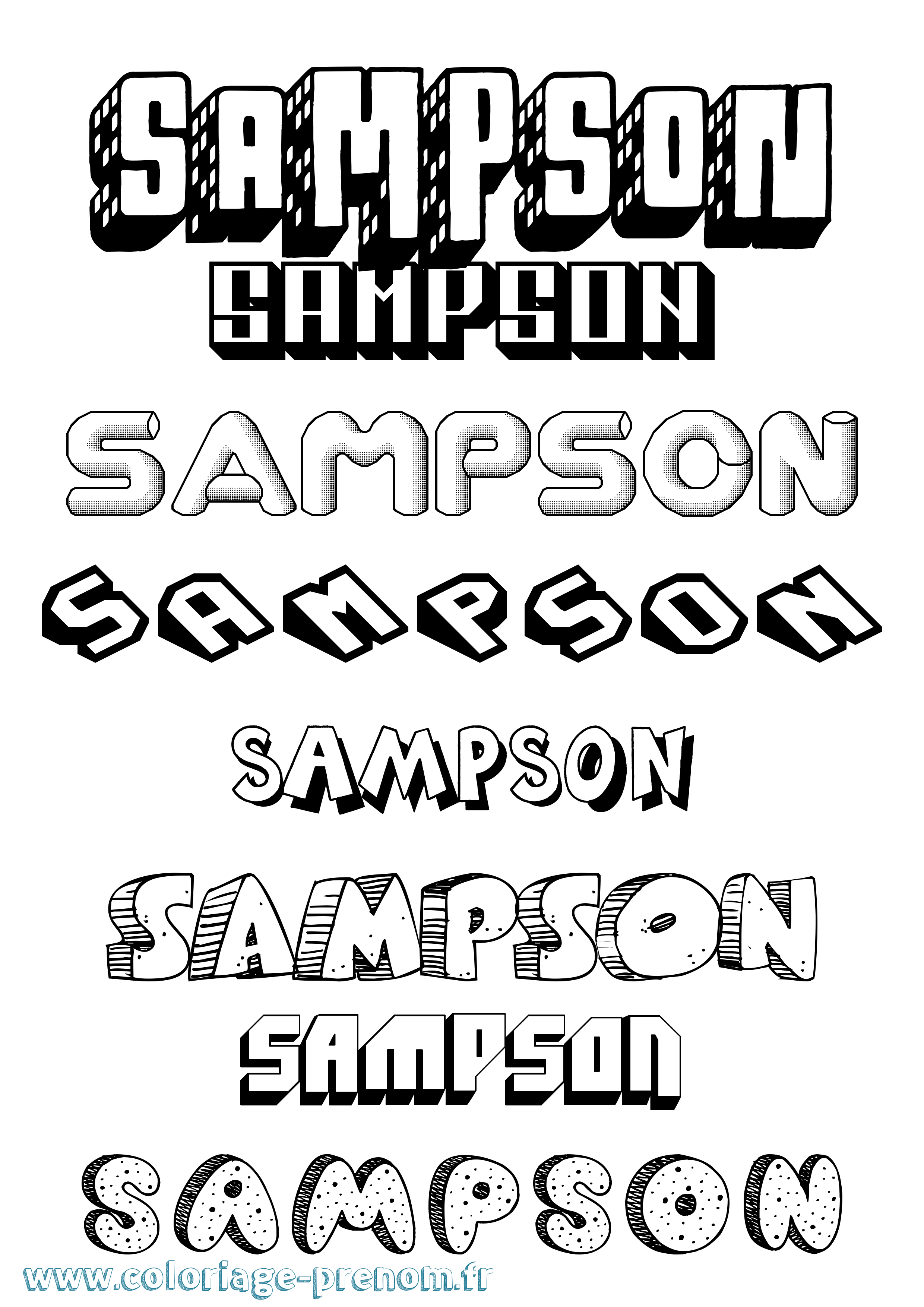 Coloriage Sampson Effet 3D Coloriage prénom Sampson Effet 3D