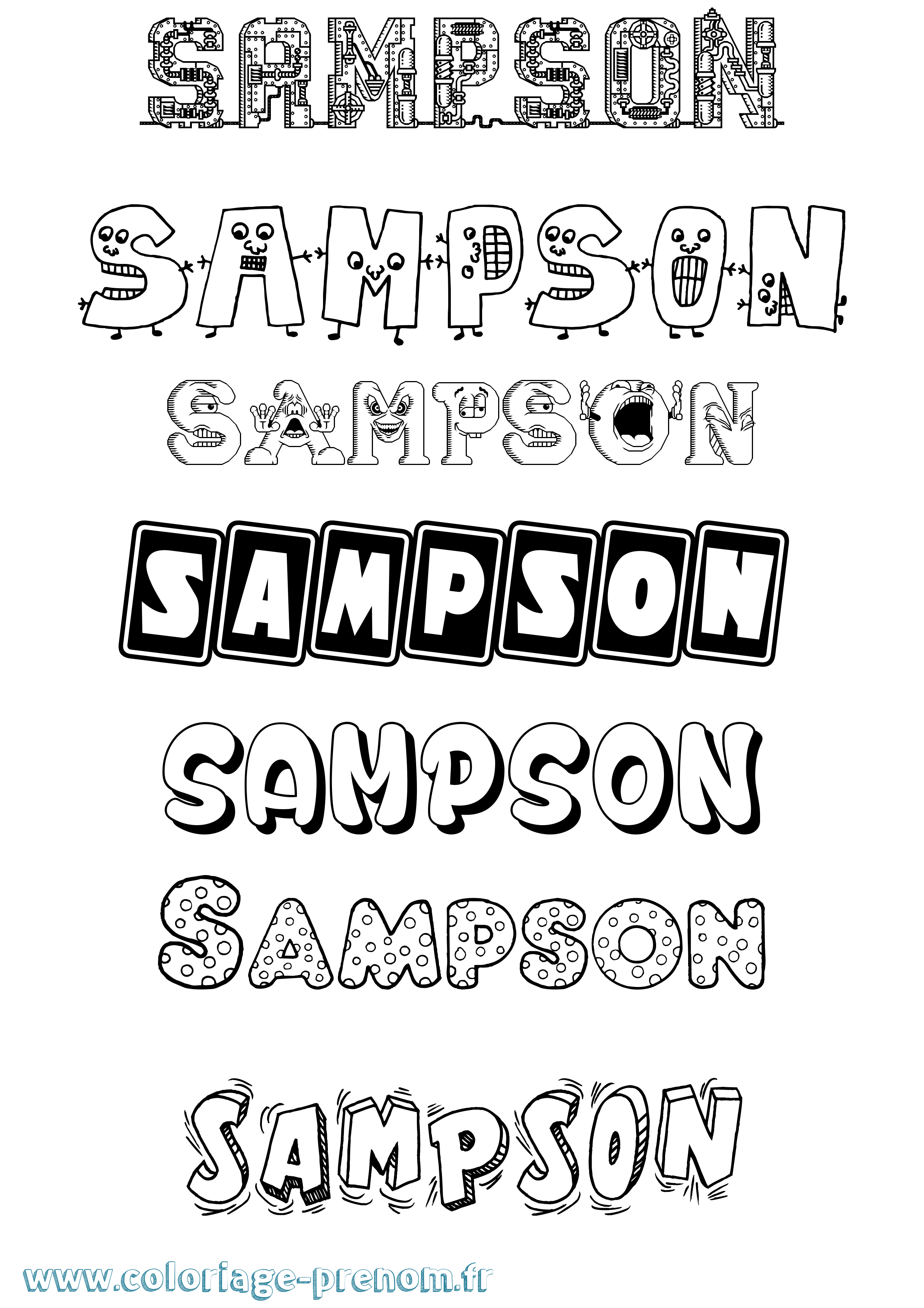 Coloriage prénom Sampson Fun