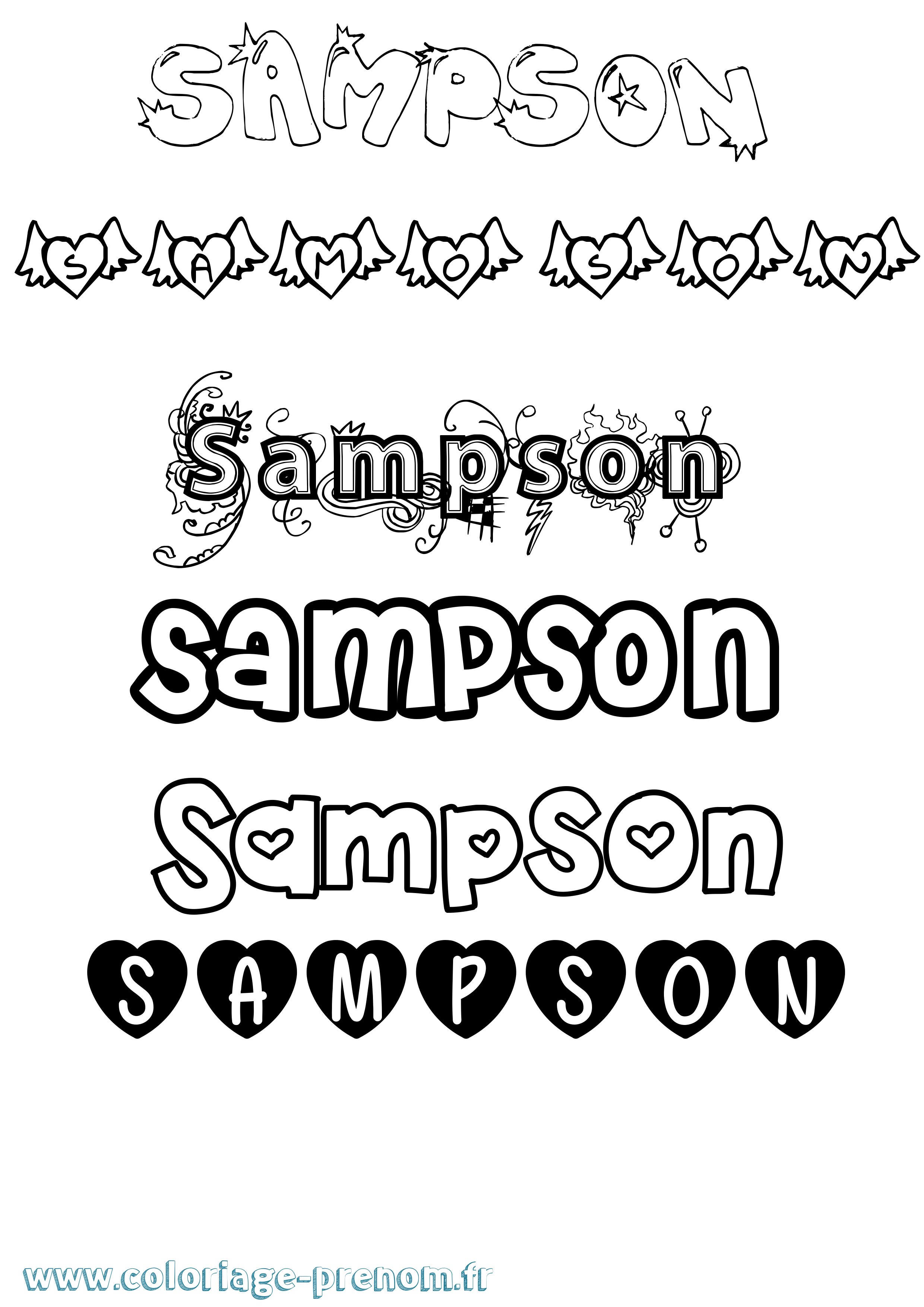 Coloriage prénom Sampson Girly