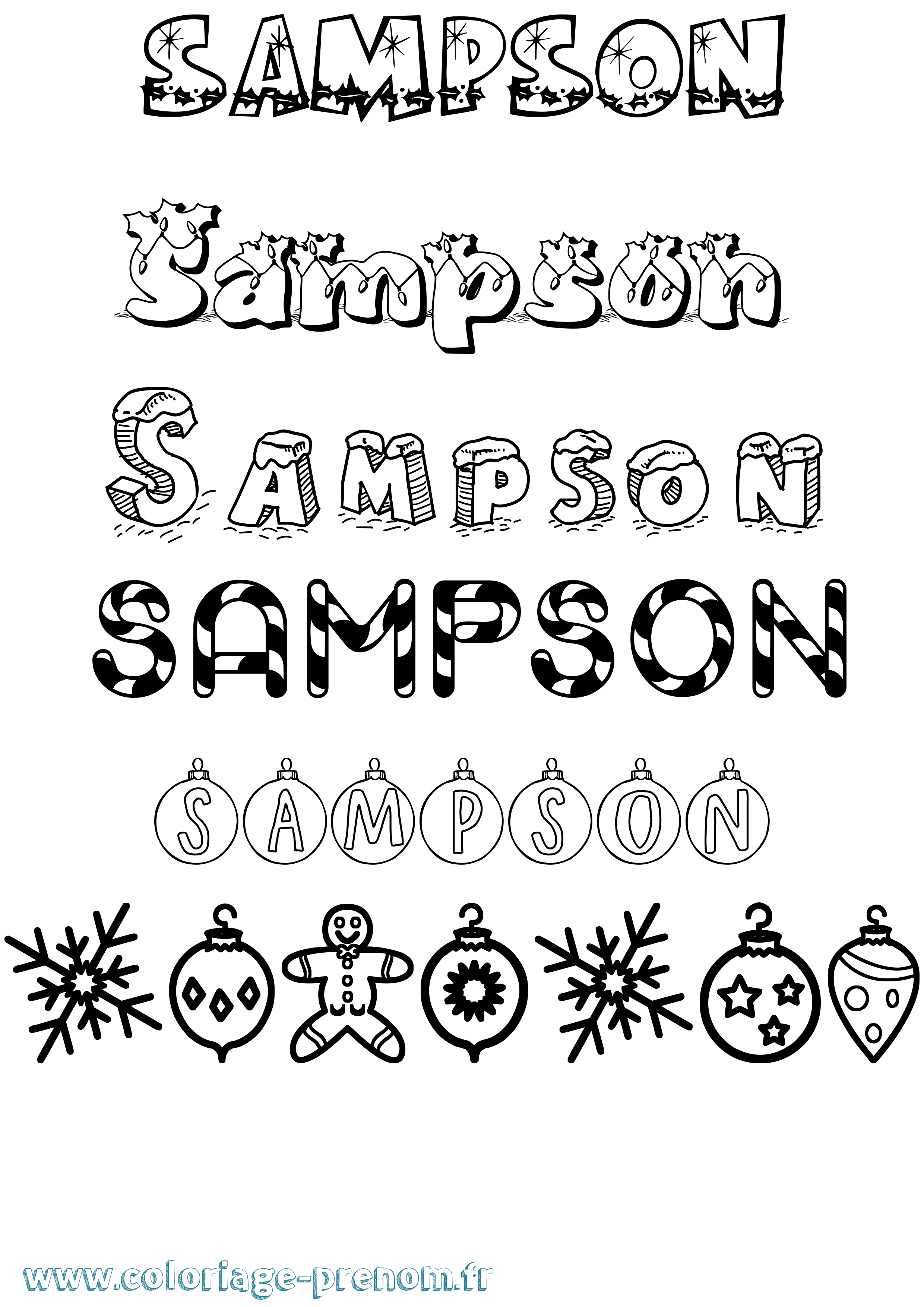 Coloriage Sampson Noël Coloriage prénom Sampson Noël
