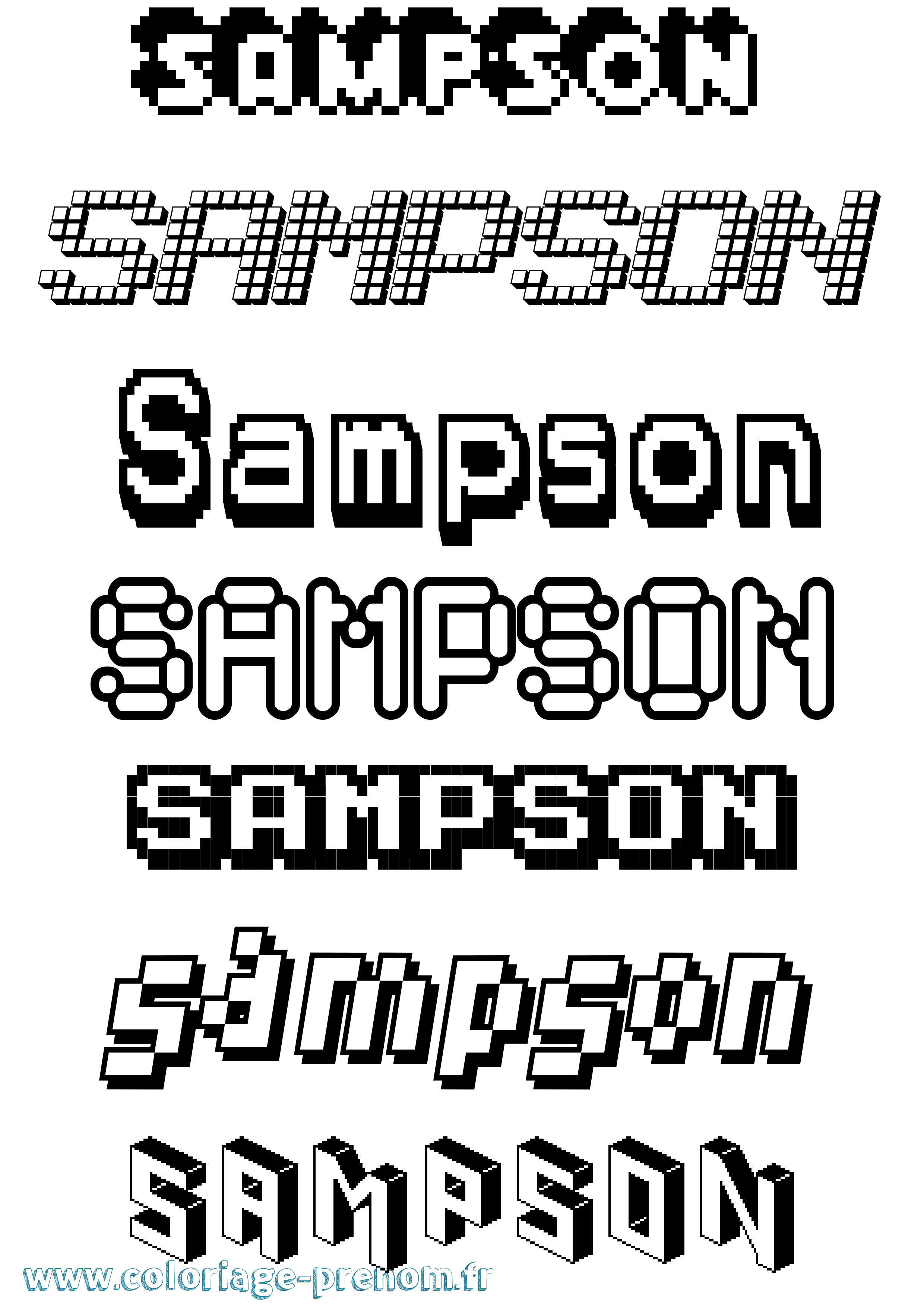 Coloriage prénom Sampson Pixel