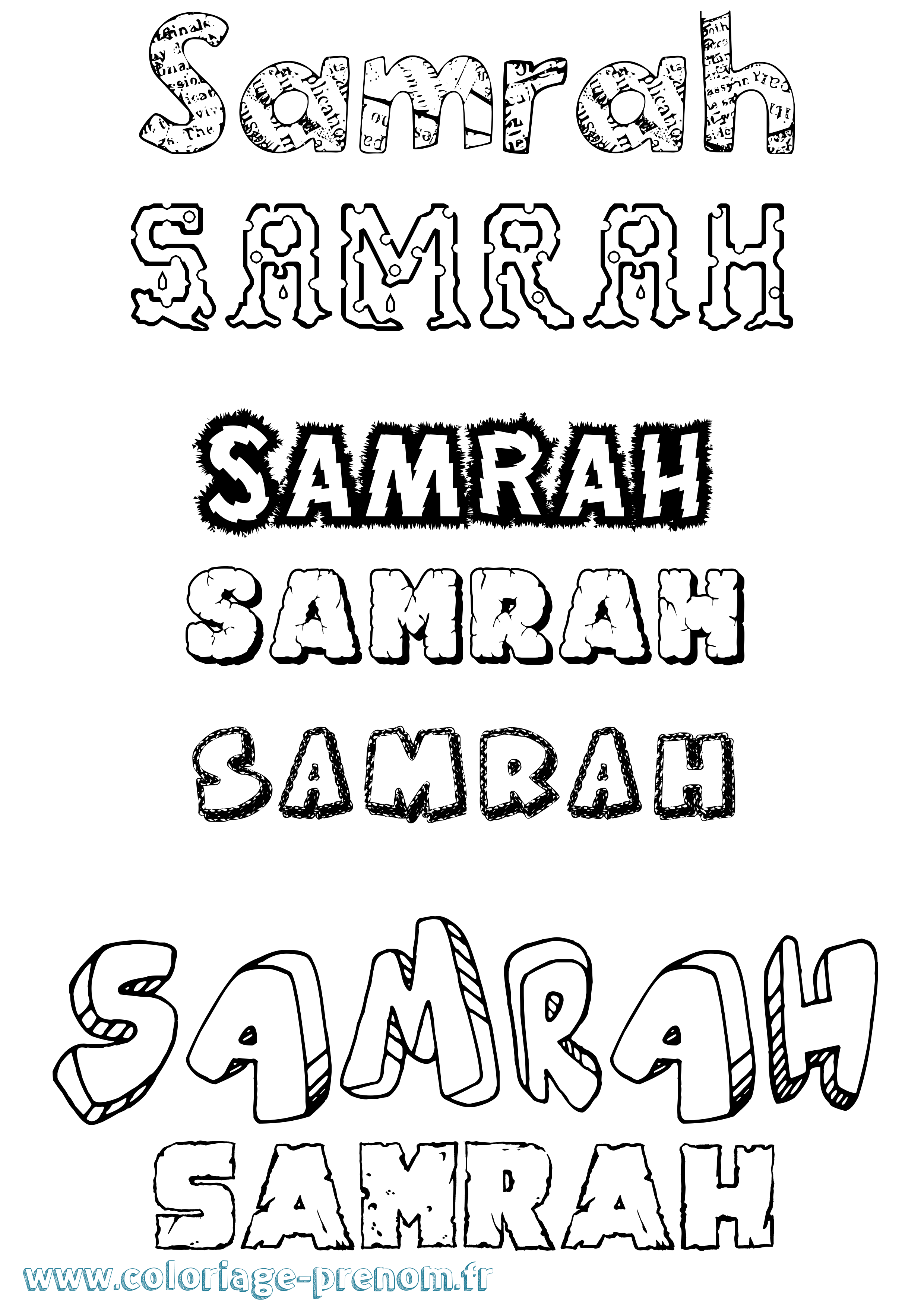Coloriage prénom Samrah Destructuré
