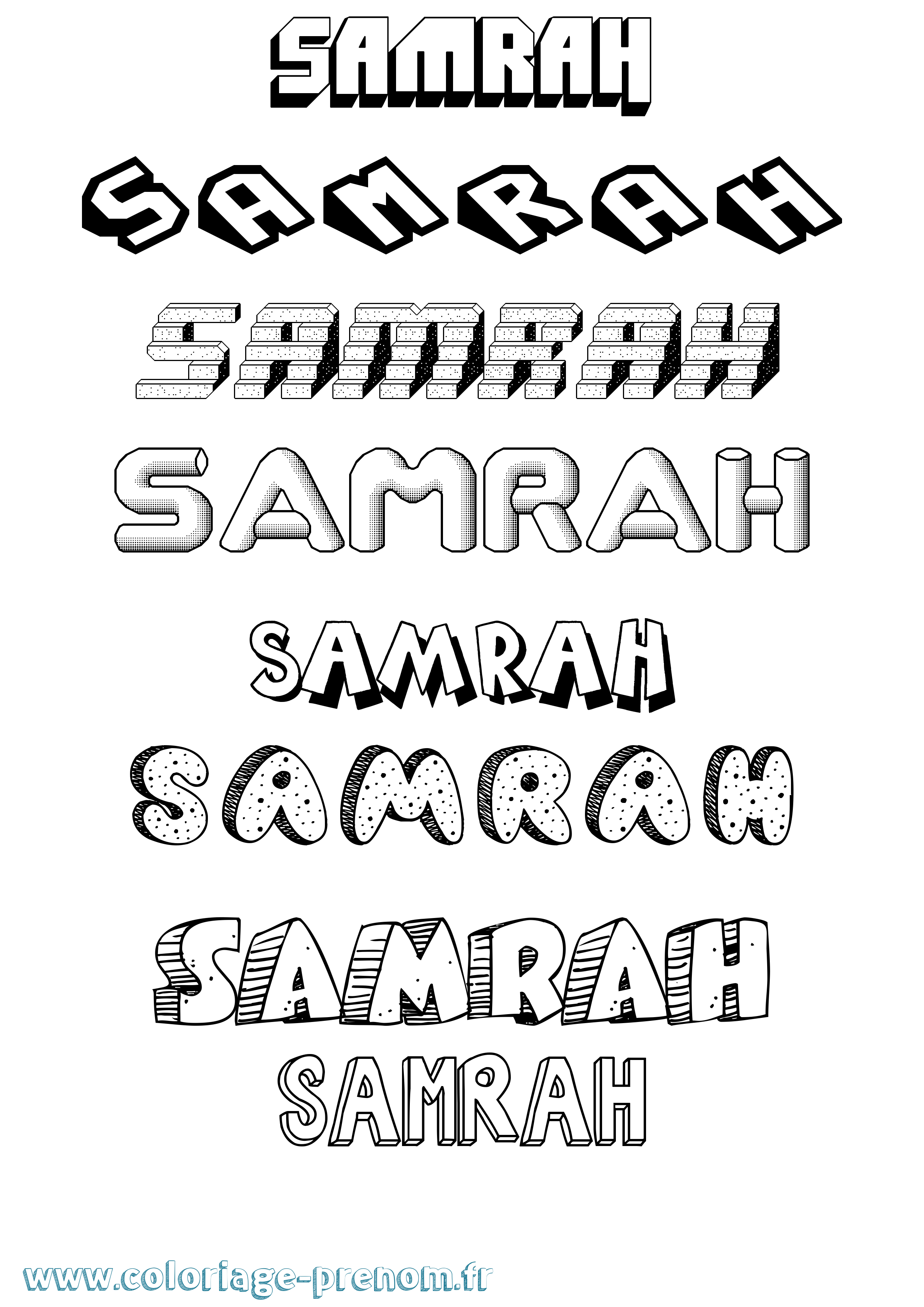 Coloriage Samrah Effet 3D Coloriage prénom Samrah Effet 3D