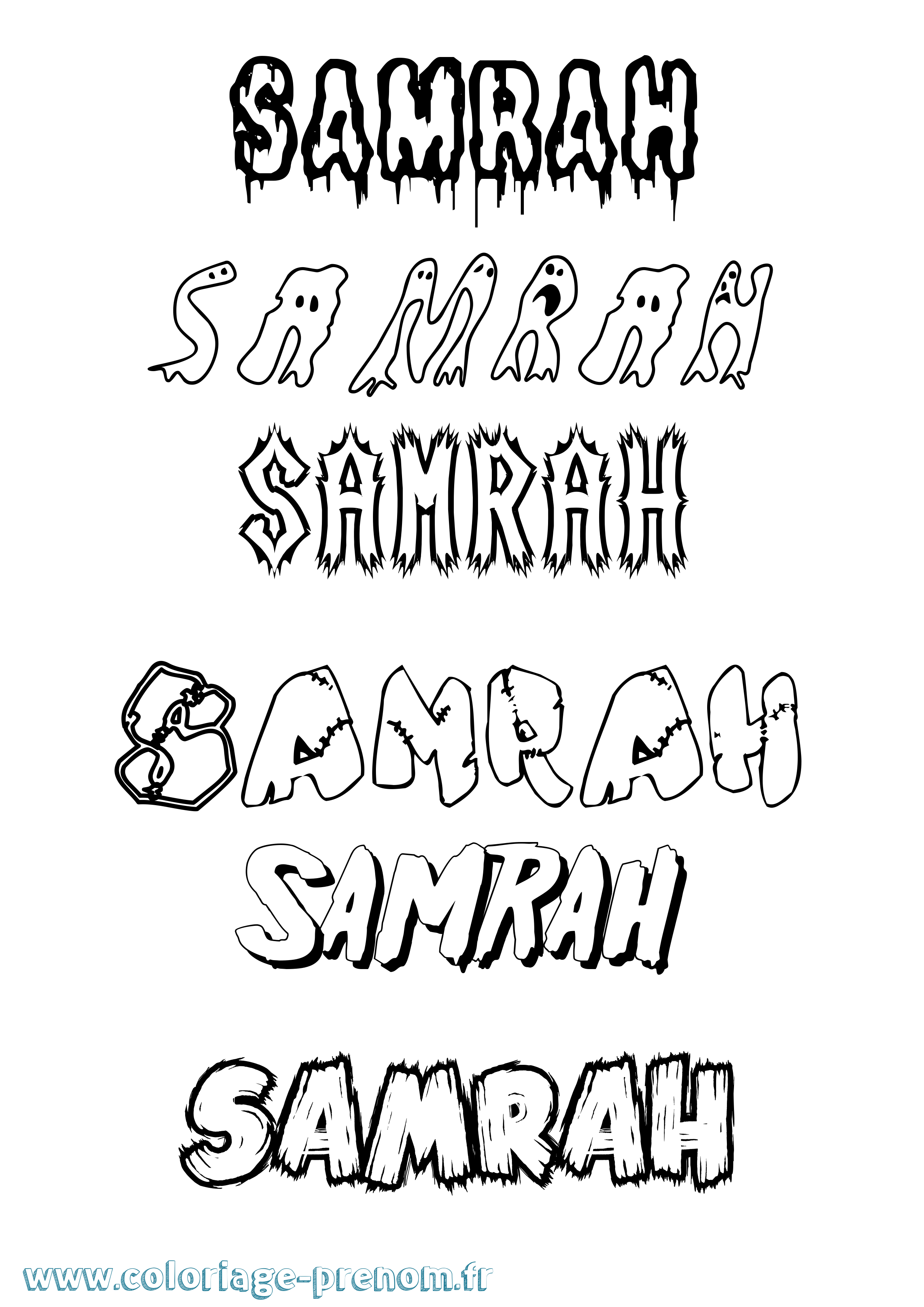 Coloriage prénom Samrah Frisson