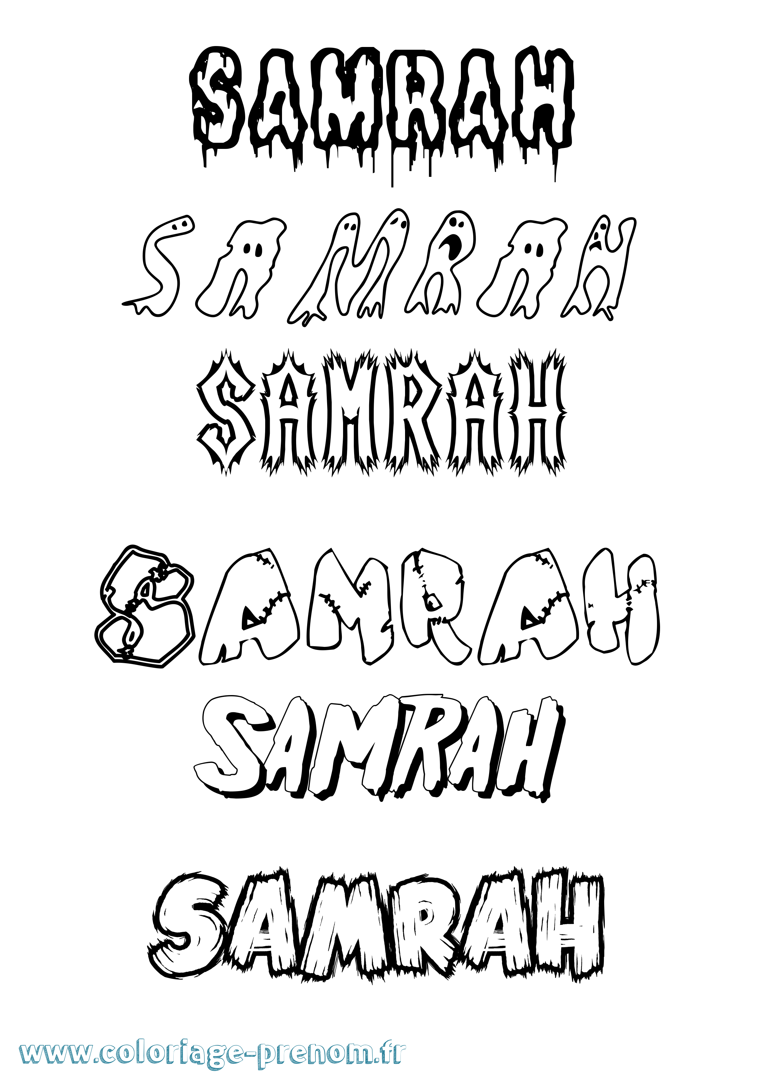 Coloriage Samrah Frisson Coloriage prénom Samrah Frisson