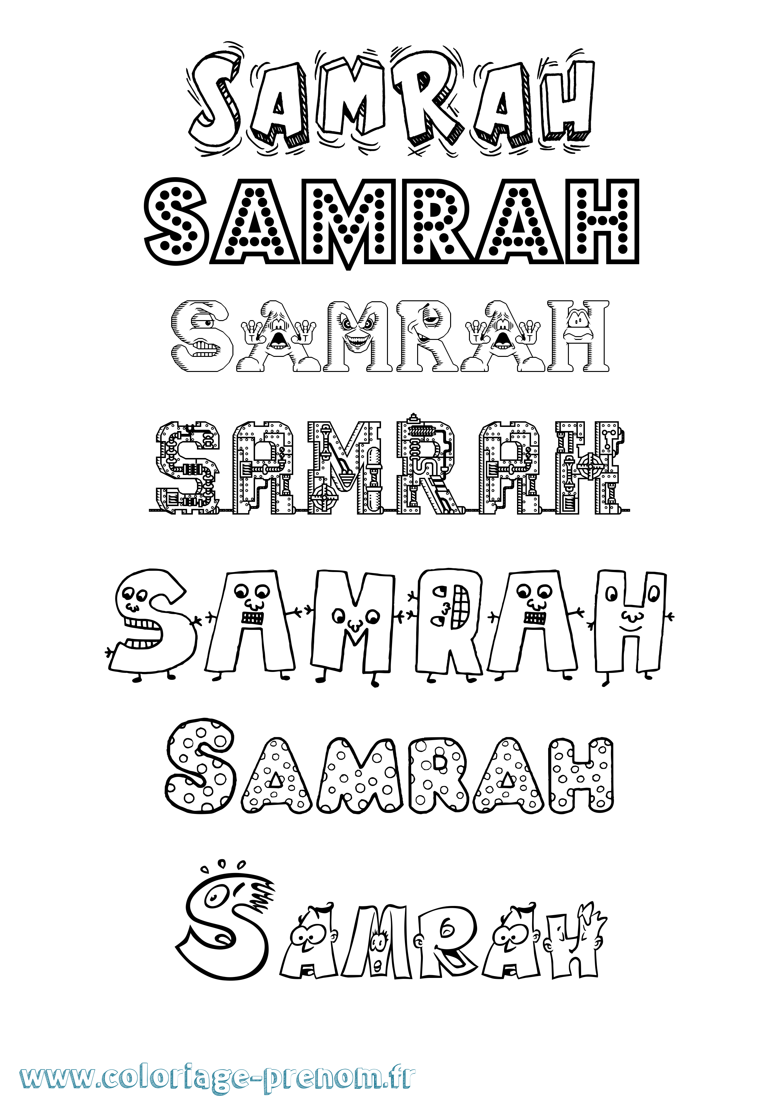 Coloriage prénom Samrah Fun